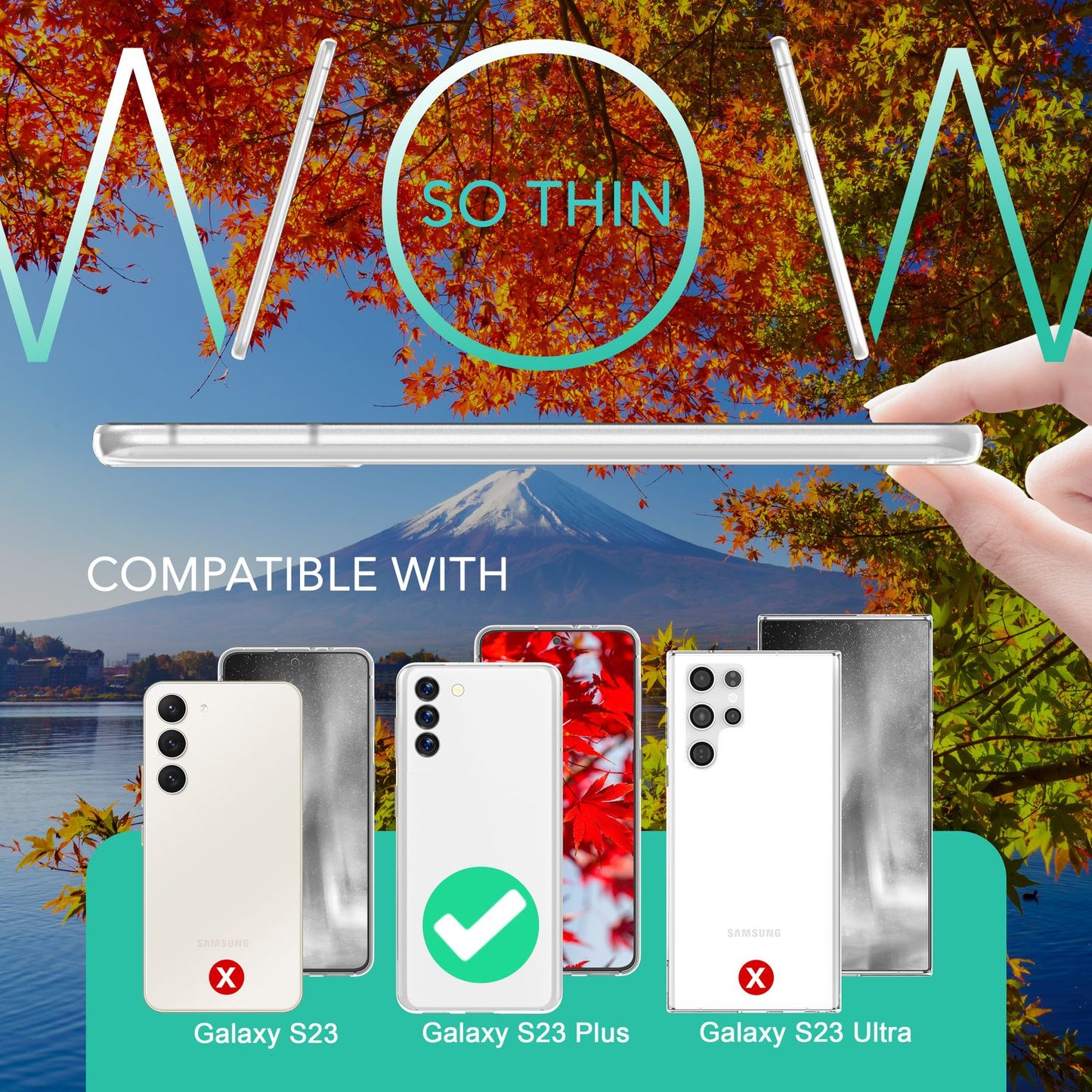 Matte 0.3mm Thin Phone Case for Samsung Galaxy S23 Plus, 2x Screen Protectors