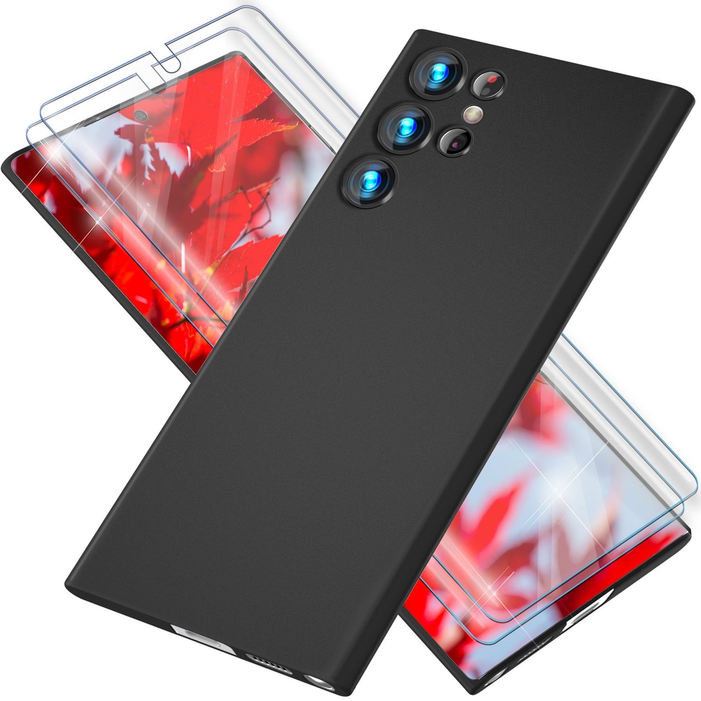 0.3mm Thin Phone Case for Samsung Galaxy S23 Ultra, 2x Screen Protectors