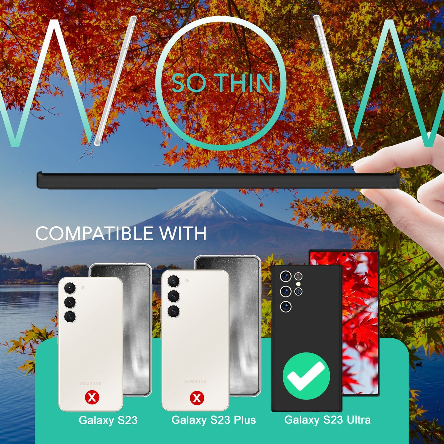 0.3mm Thin Phone Case for Samsung Galaxy S23 Ultra, 2x Screen Protectors