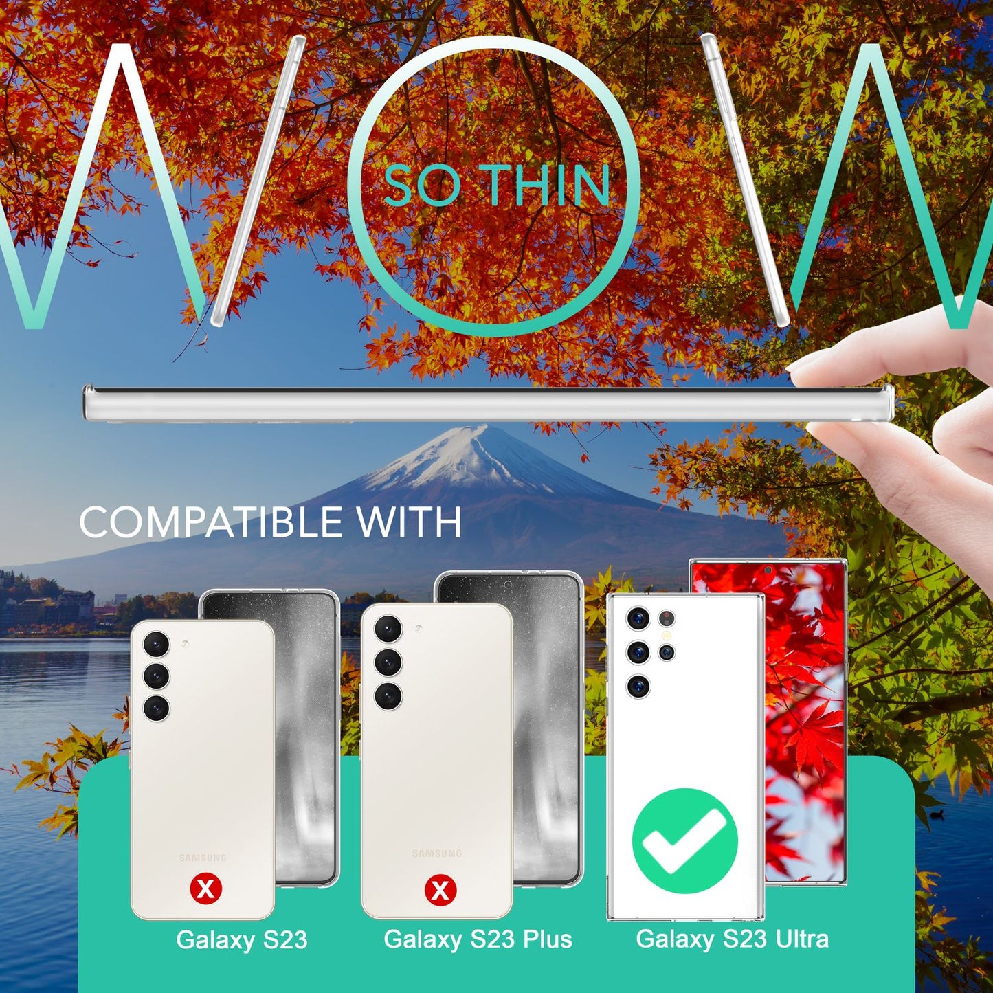 0.3mm Thin Phone Case for Samsung Galaxy S23 Ultra, 2x Screen Protectors