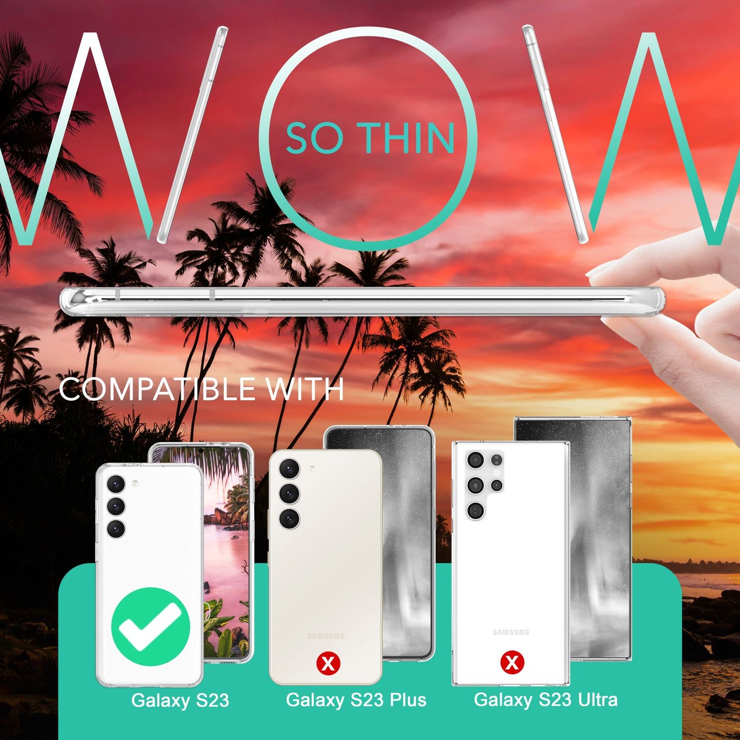 Clear 360-degree case for Samsung Galaxy S23, full-cover hard case, transparent