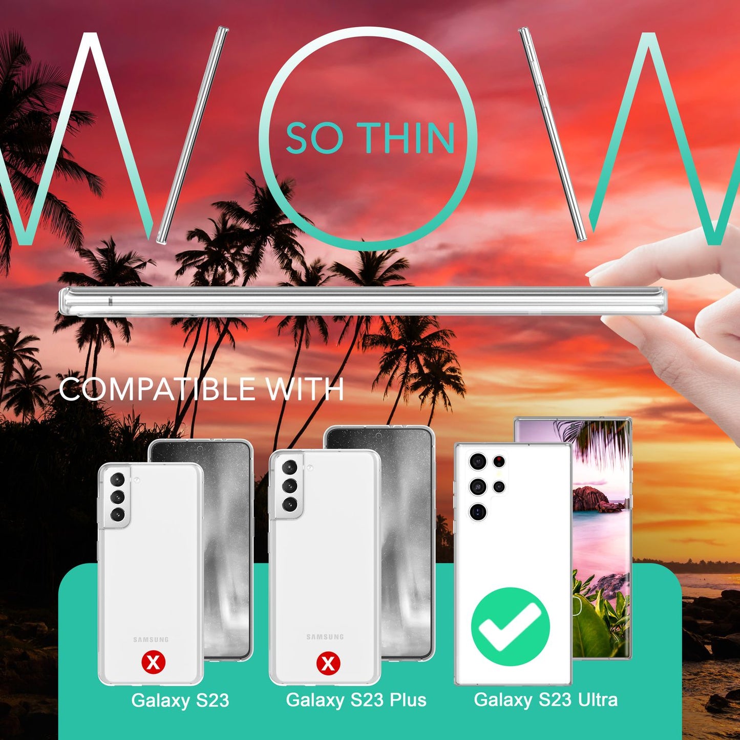 Clear 360-degree case for Samsung Galaxy S23 Ultra, full-cover case, transparent