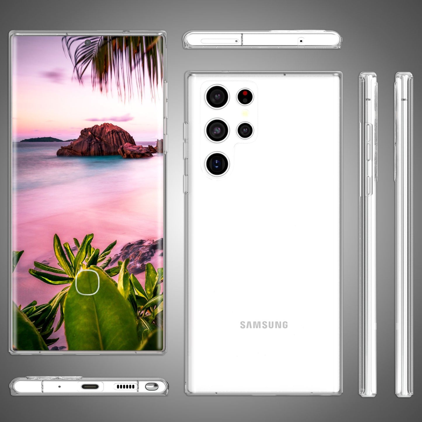 Clear 360-degree case for Samsung Galaxy S23 Ultra, full-cover case, transparent