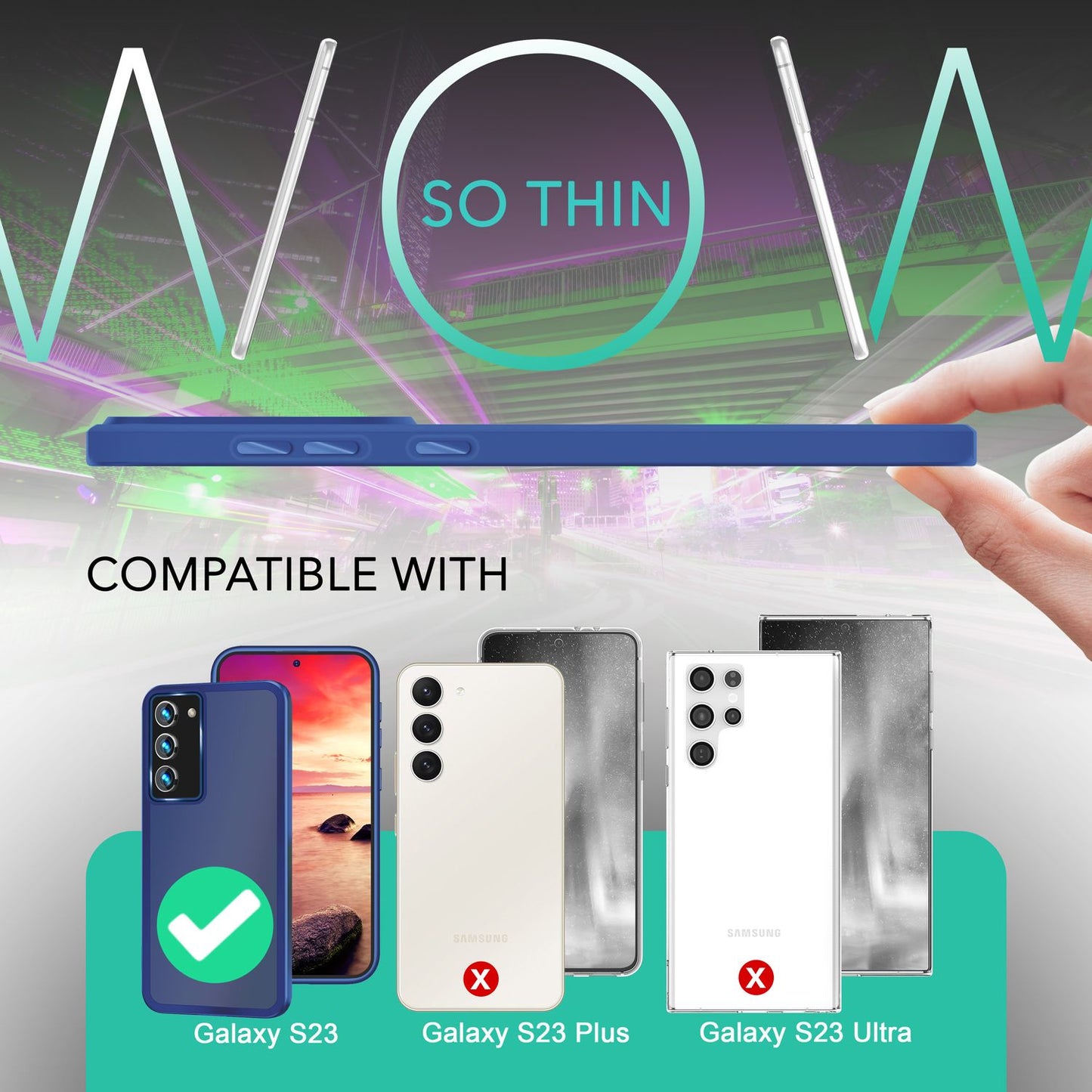 Matt hlífðarhulstur fyrir Samsung Galaxy S23, tvöföld skjá-/myndavélarvörn