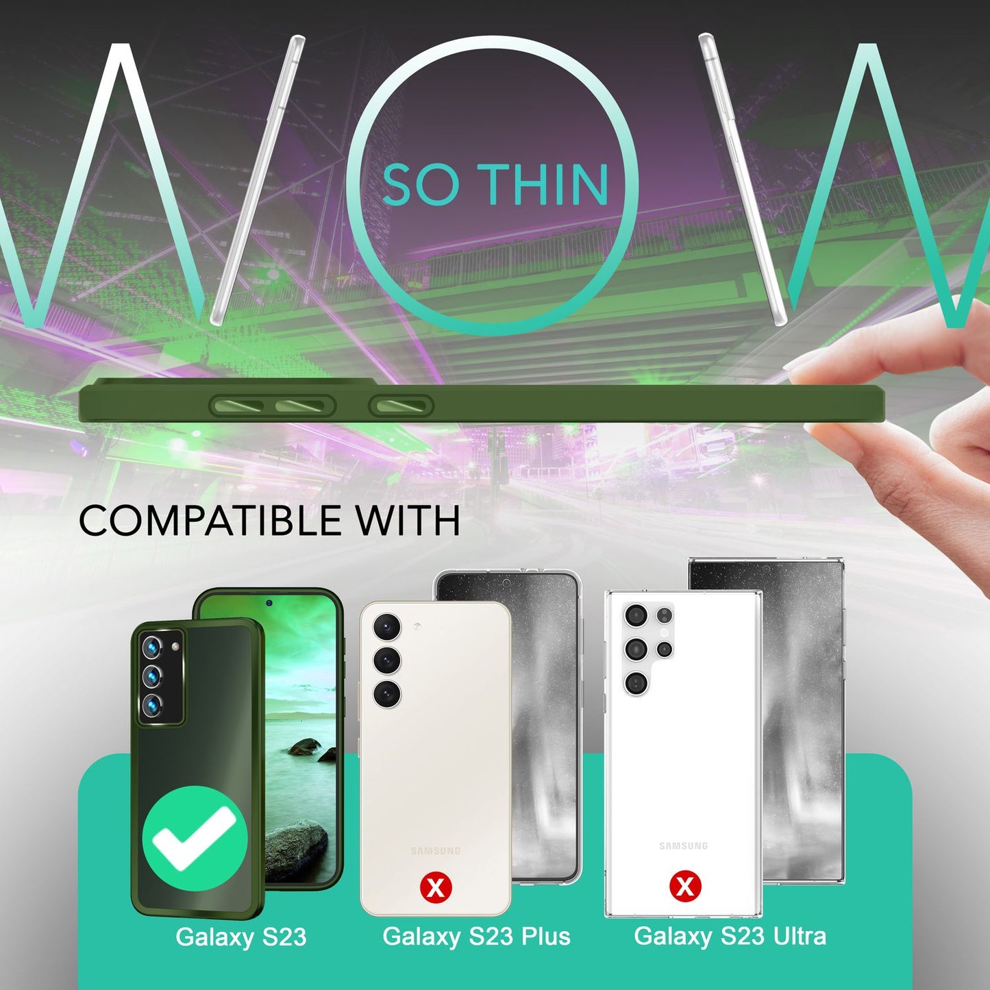 Matt hlífðarhulstur fyrir Samsung Galaxy S23, tvöföld skjá-/myndavélarvörn