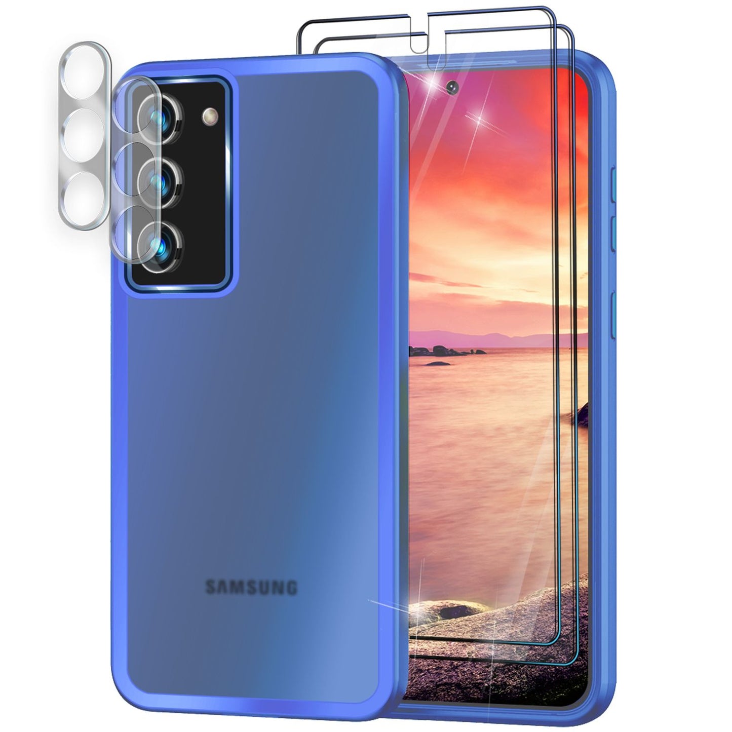 Matt hlífðarhulstur fyrir Samsung Galaxy S23, tvöföld skjá-/myndavélarvörn