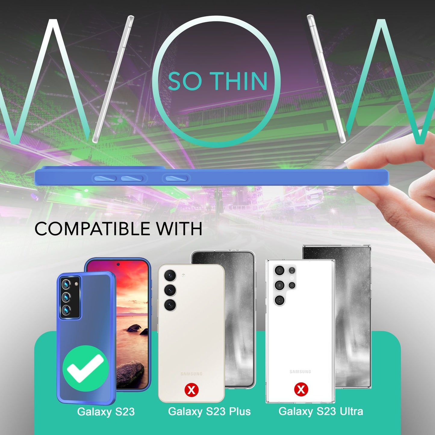 Matt hlífðarhulstur fyrir Samsung Galaxy S23, tvöföld skjá-/myndavélarvörn