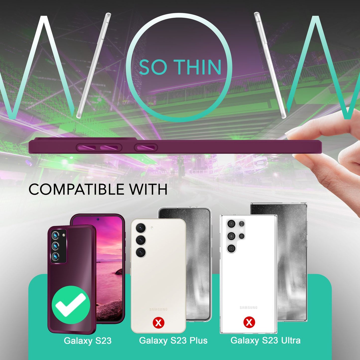 Matt hlífðarhulstur fyrir Samsung Galaxy S23, tvöföld skjá-/myndavélarvörn