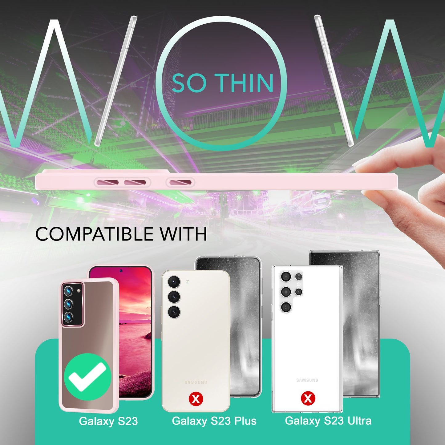 Matt hlífðarhulstur fyrir Samsung Galaxy S23, tvöföld skjá-/myndavélarvörn