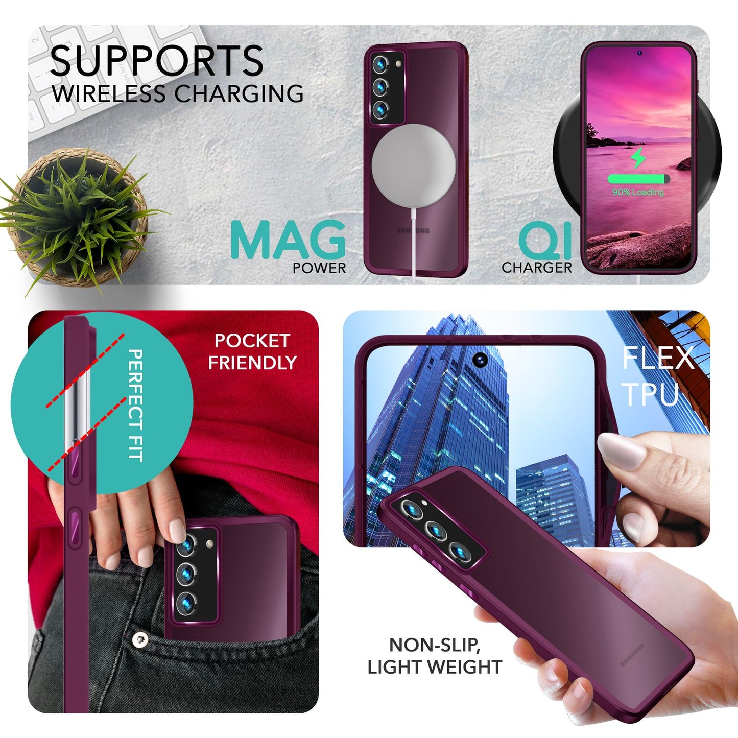 Hybrid case for Samsung Galaxy S23 Plus, 2x screen &amp; camera protection