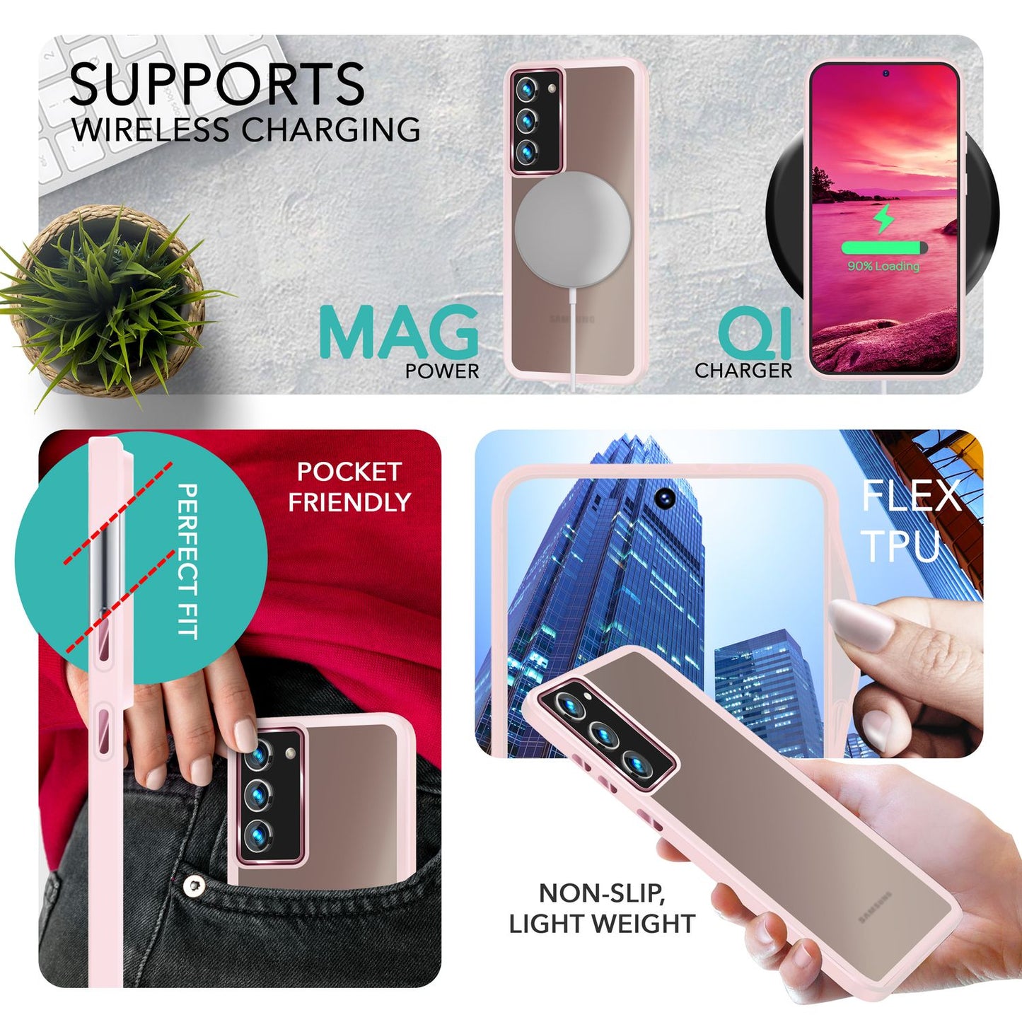 Hybrid case for Samsung Galaxy S23 Plus, 2x screen &amp; camera protection