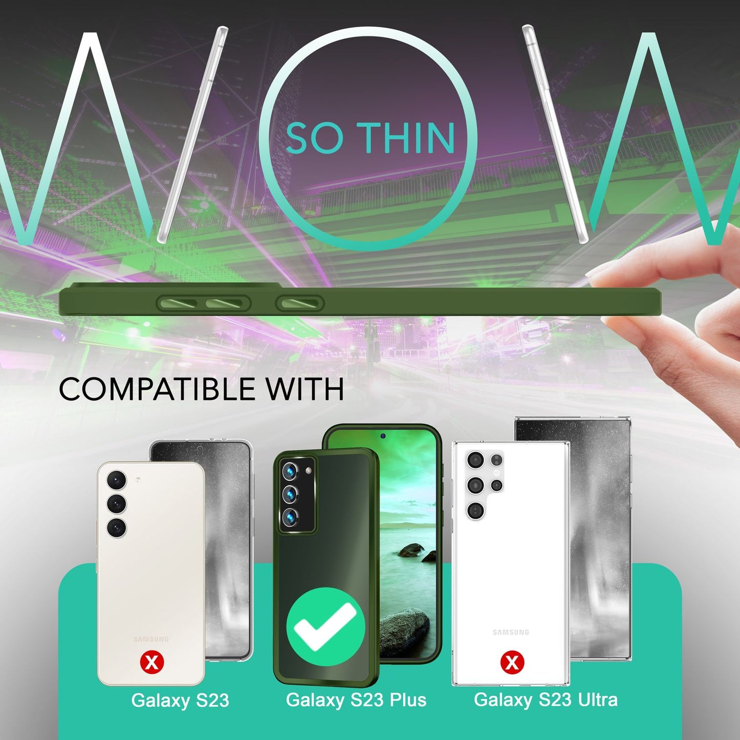 Hybrid case for Samsung Galaxy S23 Plus, 2x screen &amp; camera protection