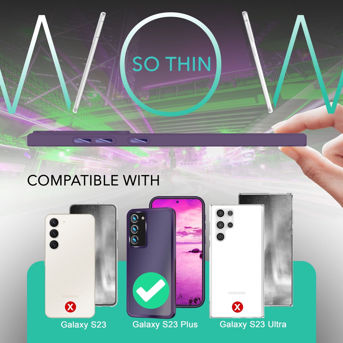 Hybrid case for Samsung Galaxy S23 Plus, 2x screen &amp; camera protection