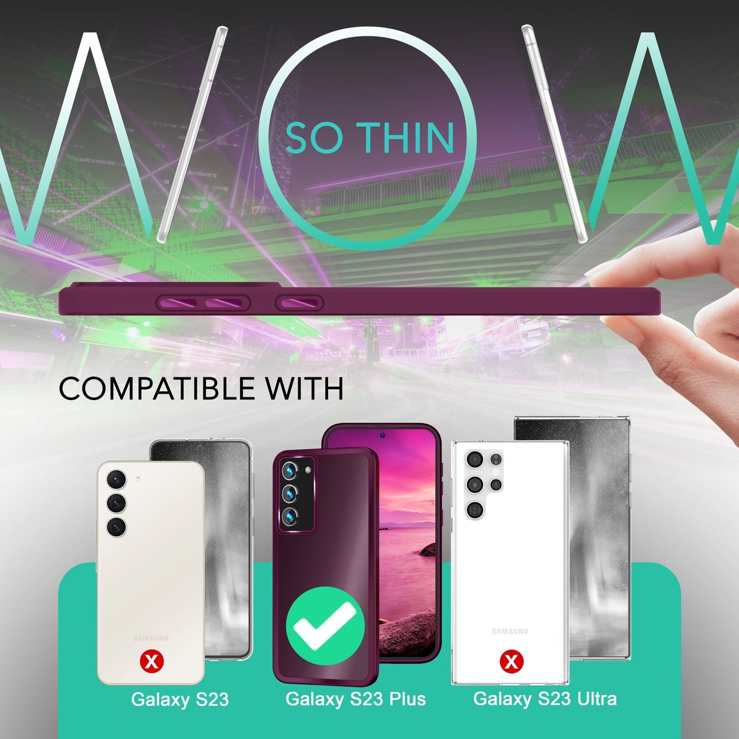 Hybrid case for Samsung Galaxy S23 Plus, 2x screen &amp; camera protection