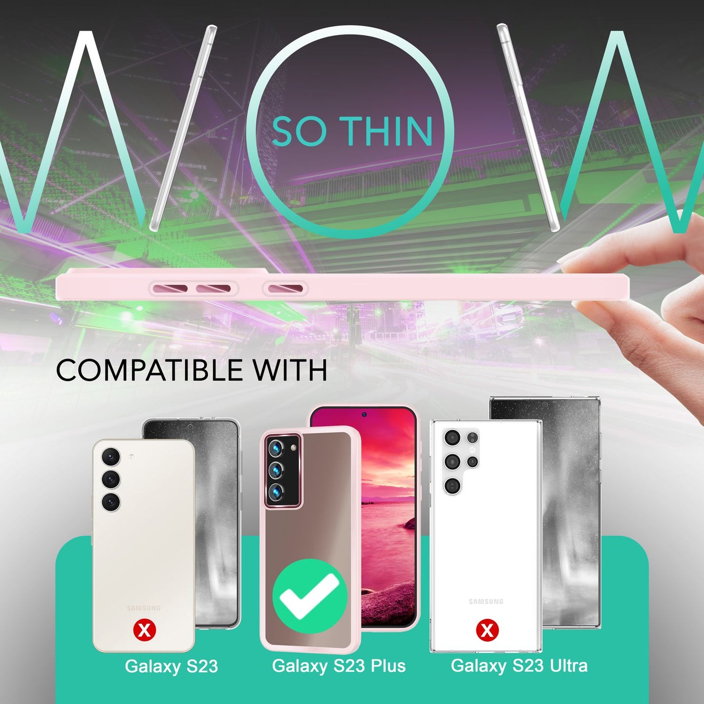 Hybrid case for Samsung Galaxy S23 Plus, 2x screen &amp; camera protection