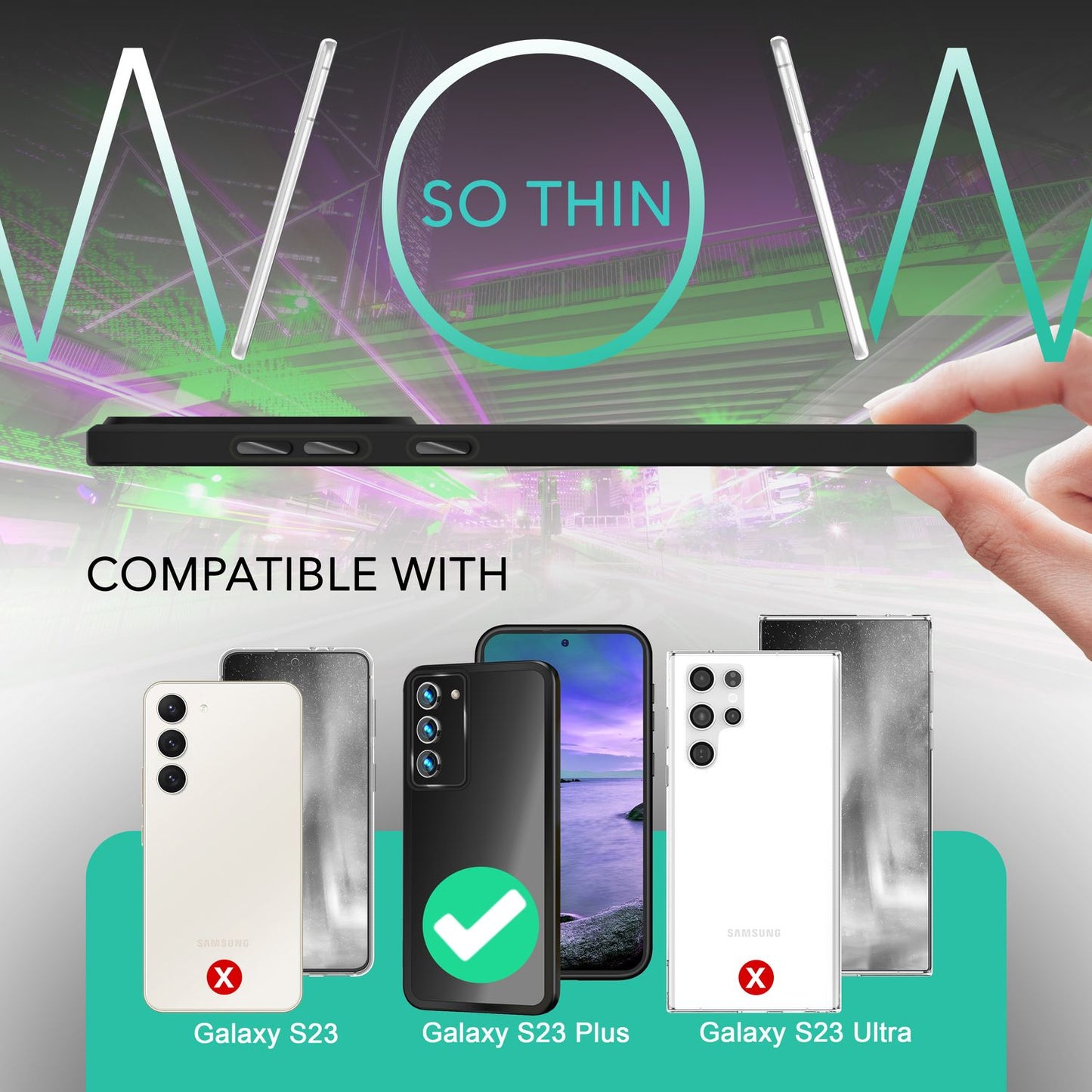 Hybrid case for Samsung Galaxy S23 Plus, 2x screen &amp; camera protection