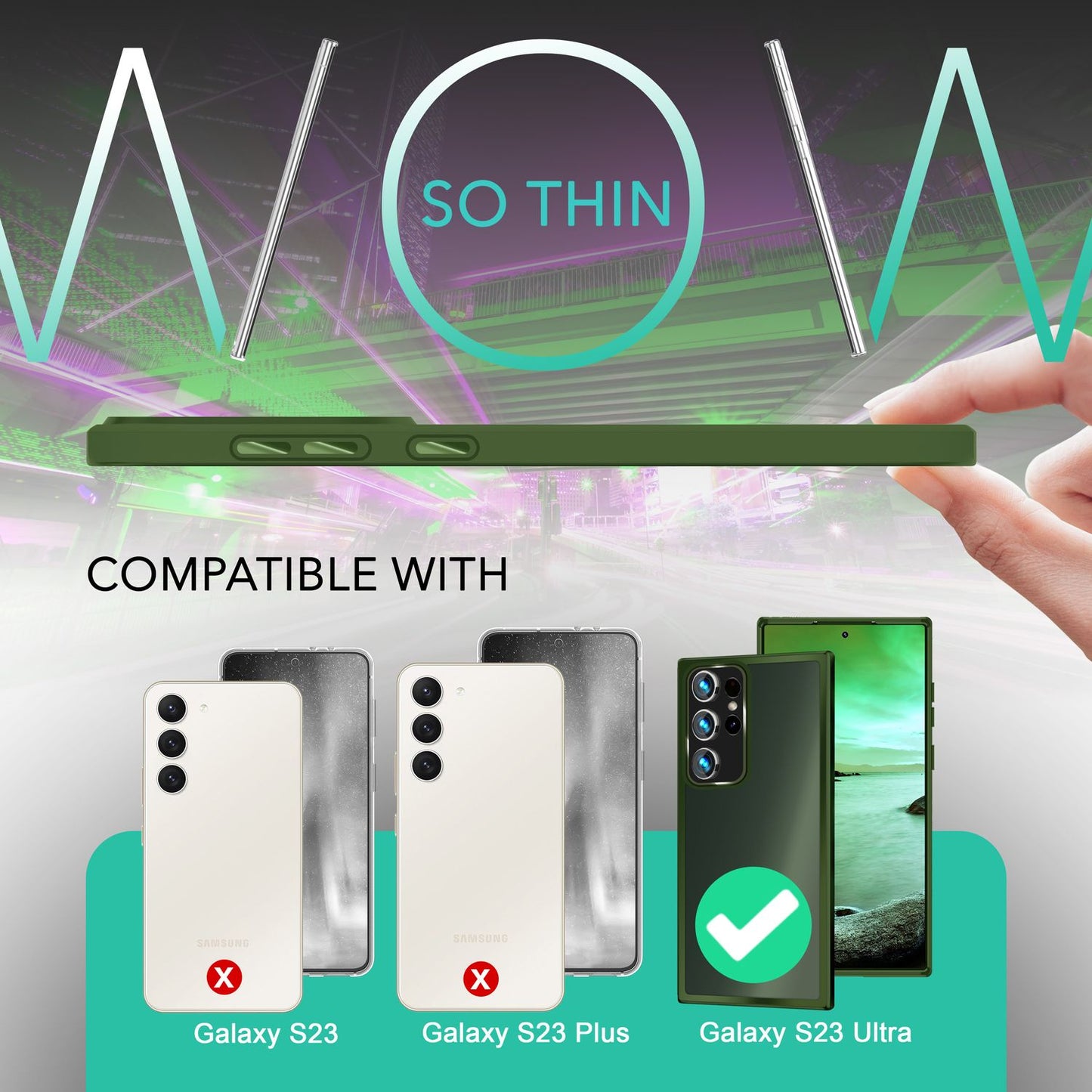 Hybrid Hülle für Samsung Galaxy S23 Ultra, 2x Display- & Kameraschutz