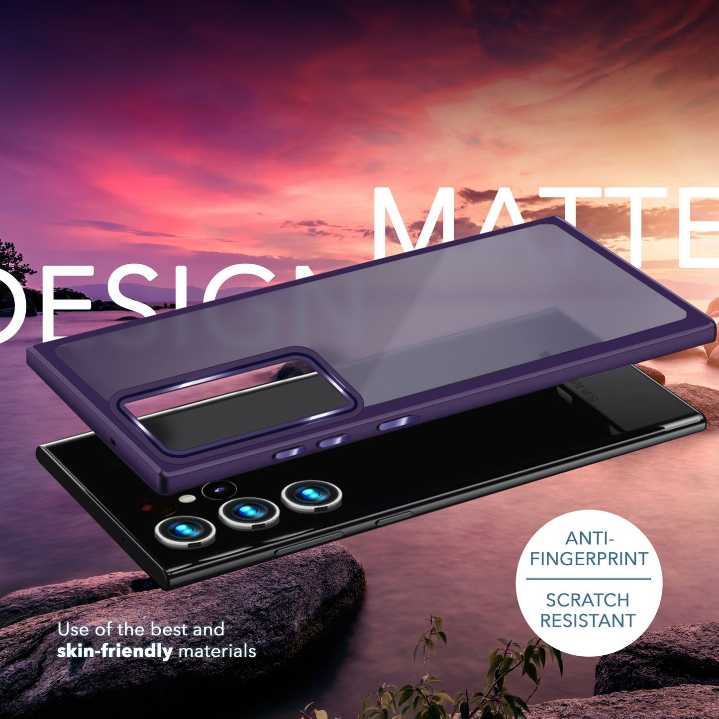 Hybrid Hülle für Samsung Galaxy S23 Ultra, 2x Display- & Kameraschutz