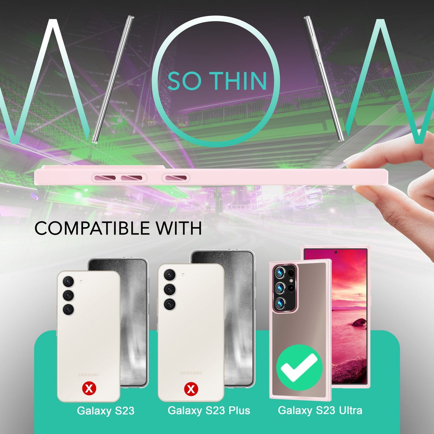 Hybrid Hülle für Samsung Galaxy S23 Ultra, 2x Display- & Kameraschutz