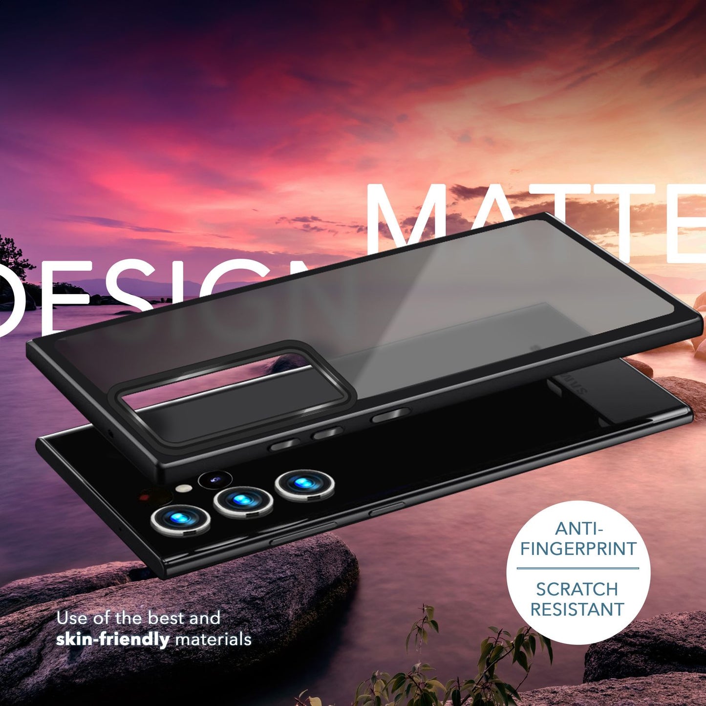 Hybrid Hülle für Samsung Galaxy S23 Ultra, 2x Display- & Kameraschutz