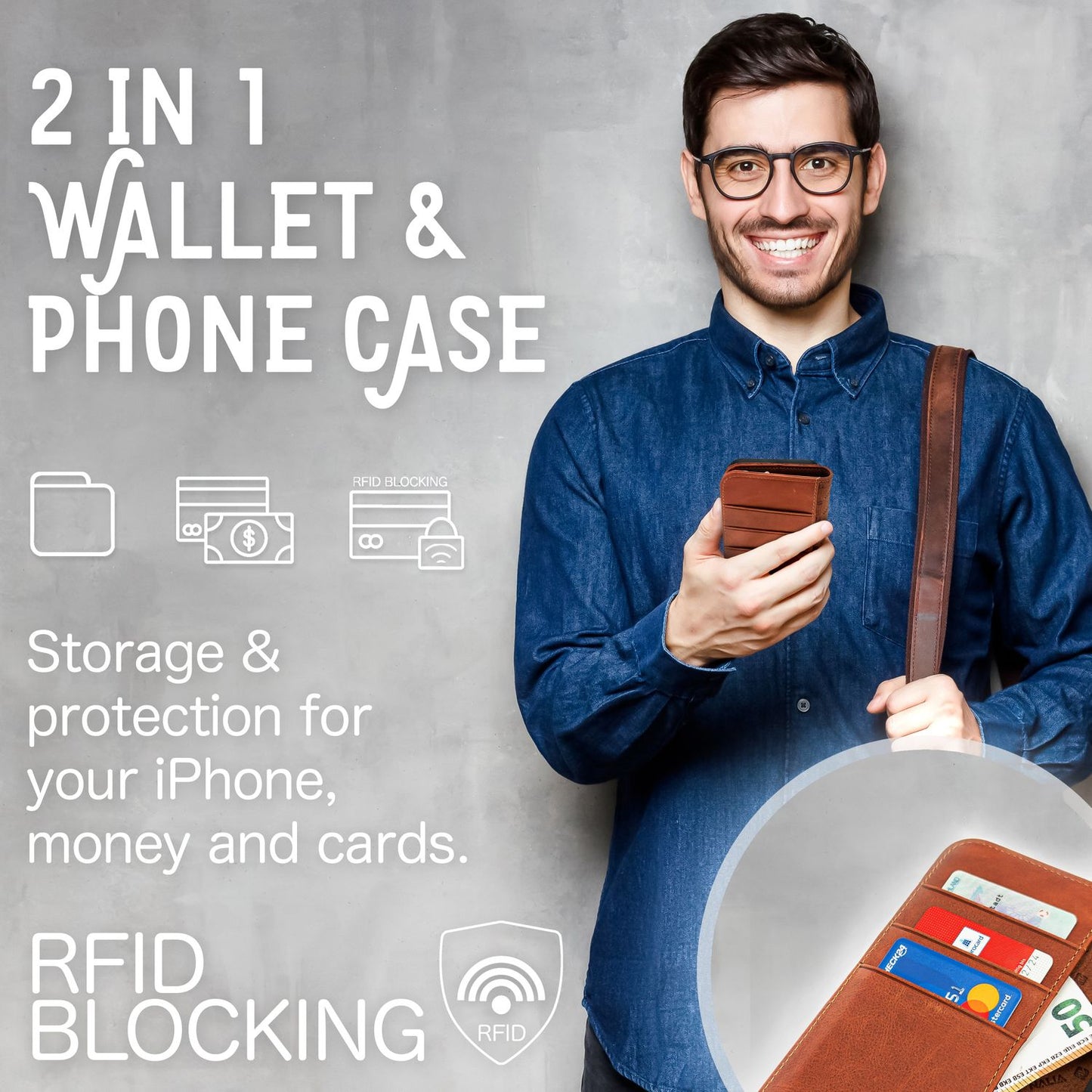 Flip-hulstur fyrir Samsung Galaxy S23 Plus, símahulstur úr ekta leðri, 360 gráðu hulstur, RFID-blokkun