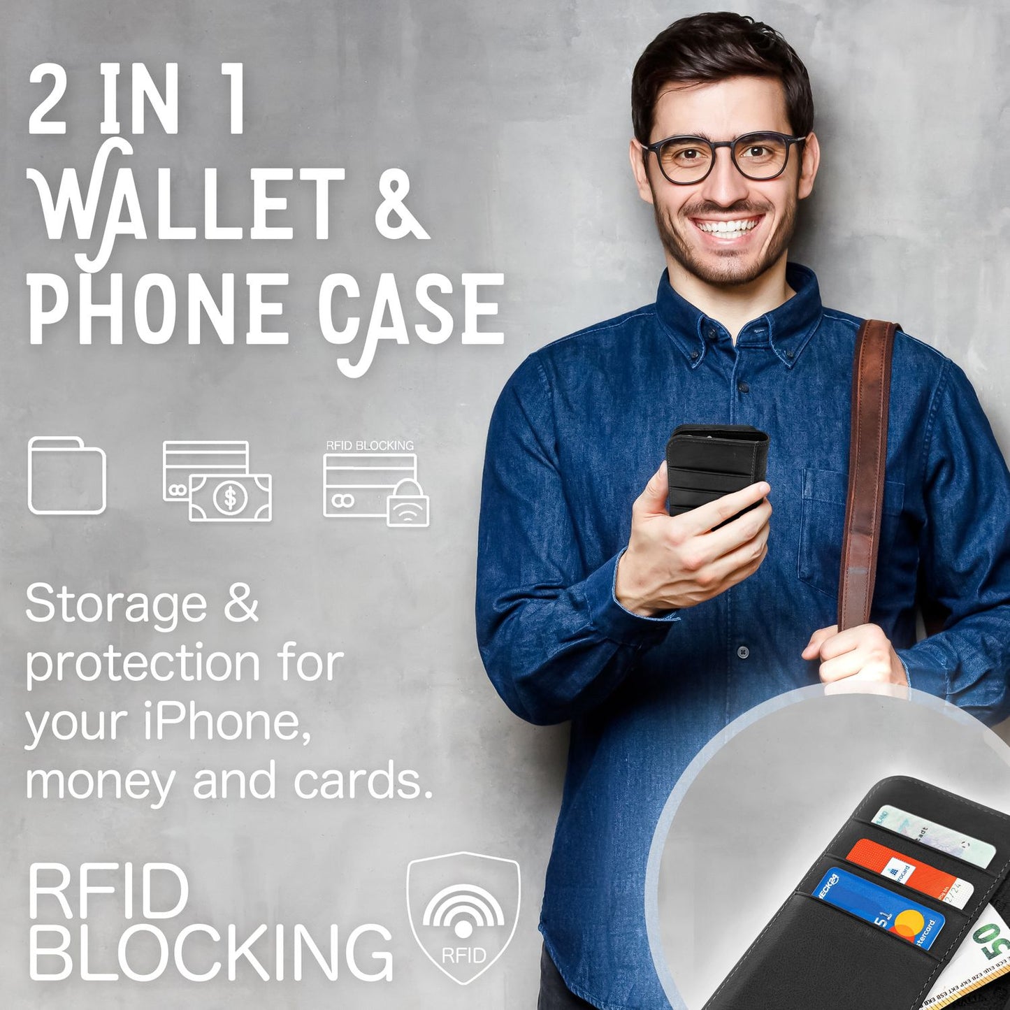 Flip-hulstur fyrir Samsung Galaxy S23 Plus, símahulstur úr ekta leðri, 360 gráðu hulstur, RFID-blokkun