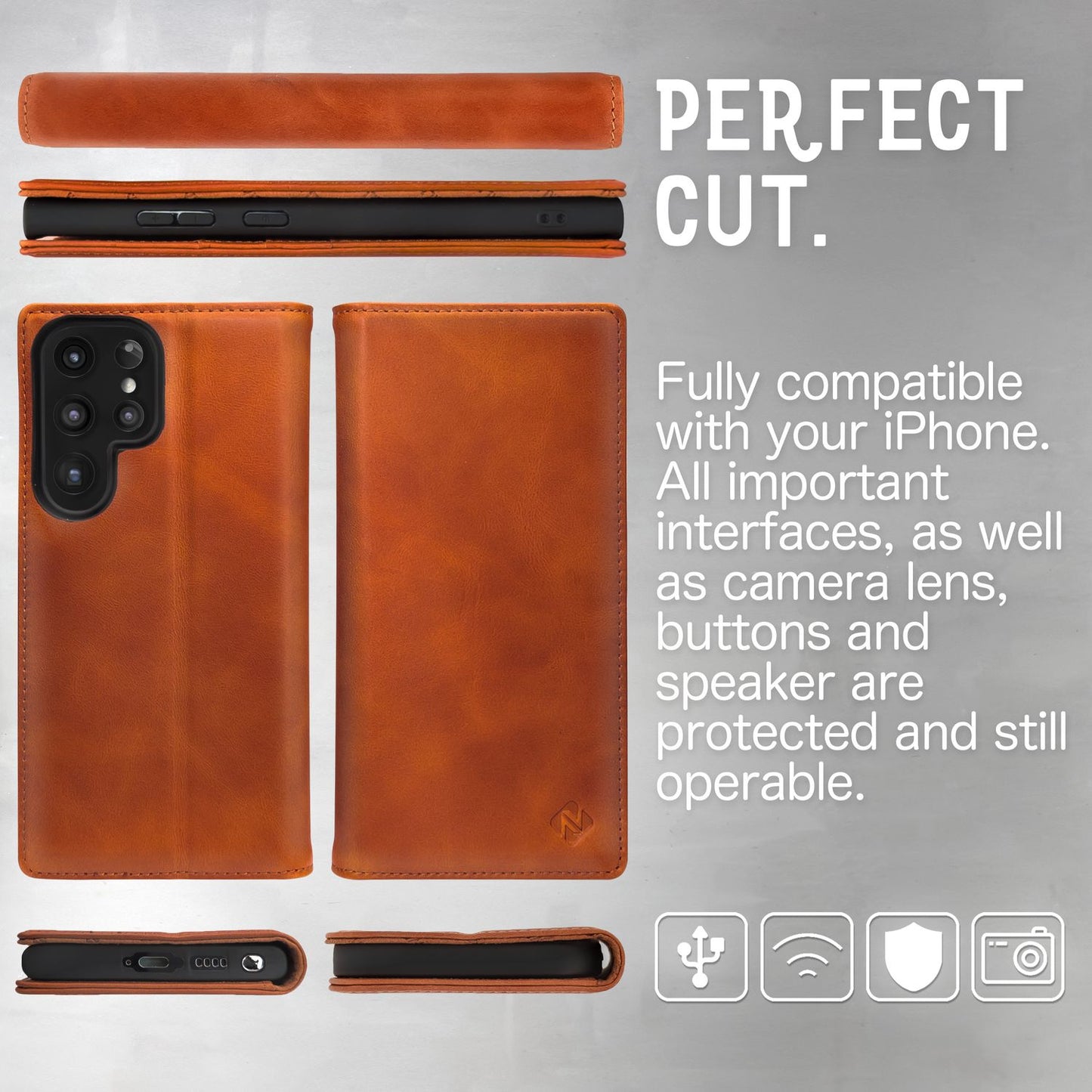 Flip-Case für Samsung Galaxy S23 Ultra Echt Leder Handy Hülle 360 Etui RFID Safe