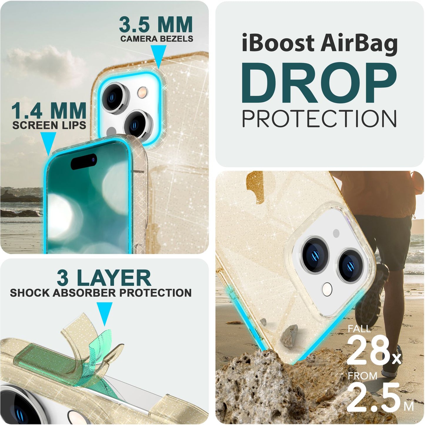 Glitter Case for iPhone 15, Bling Case, Clear Silicone Phone Case, Protective TPU Bag