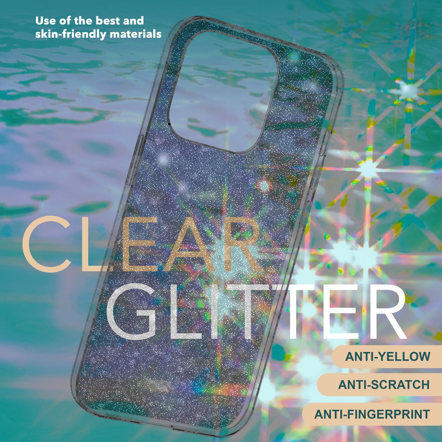 Glitter Case for iPhone 15, Bling Case, Clear Silicone Phone Case, Protective TPU Bag