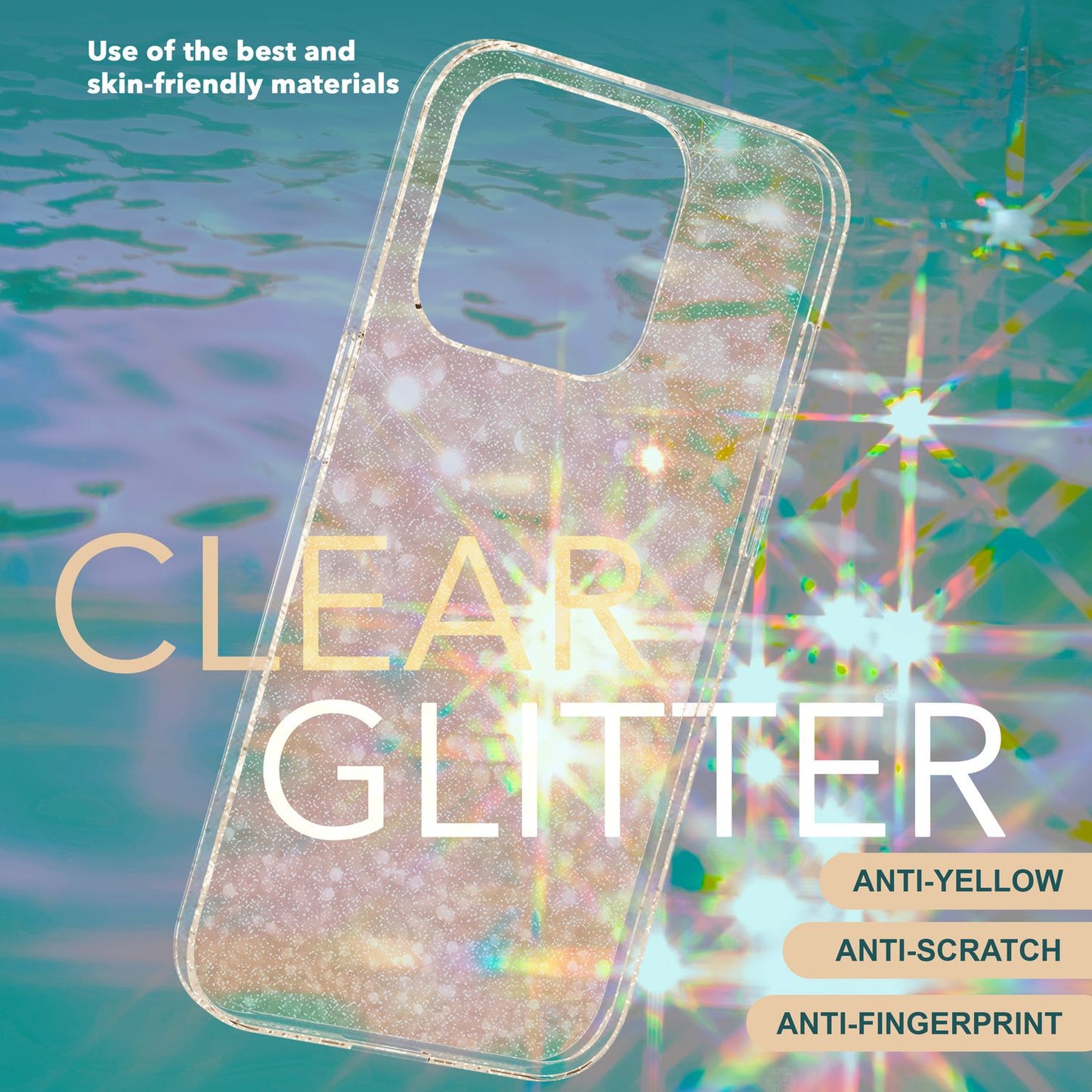 Glitter Case for iPhone 15, Bling Case, Clear Silicone Phone Case, Protective TPU Bag