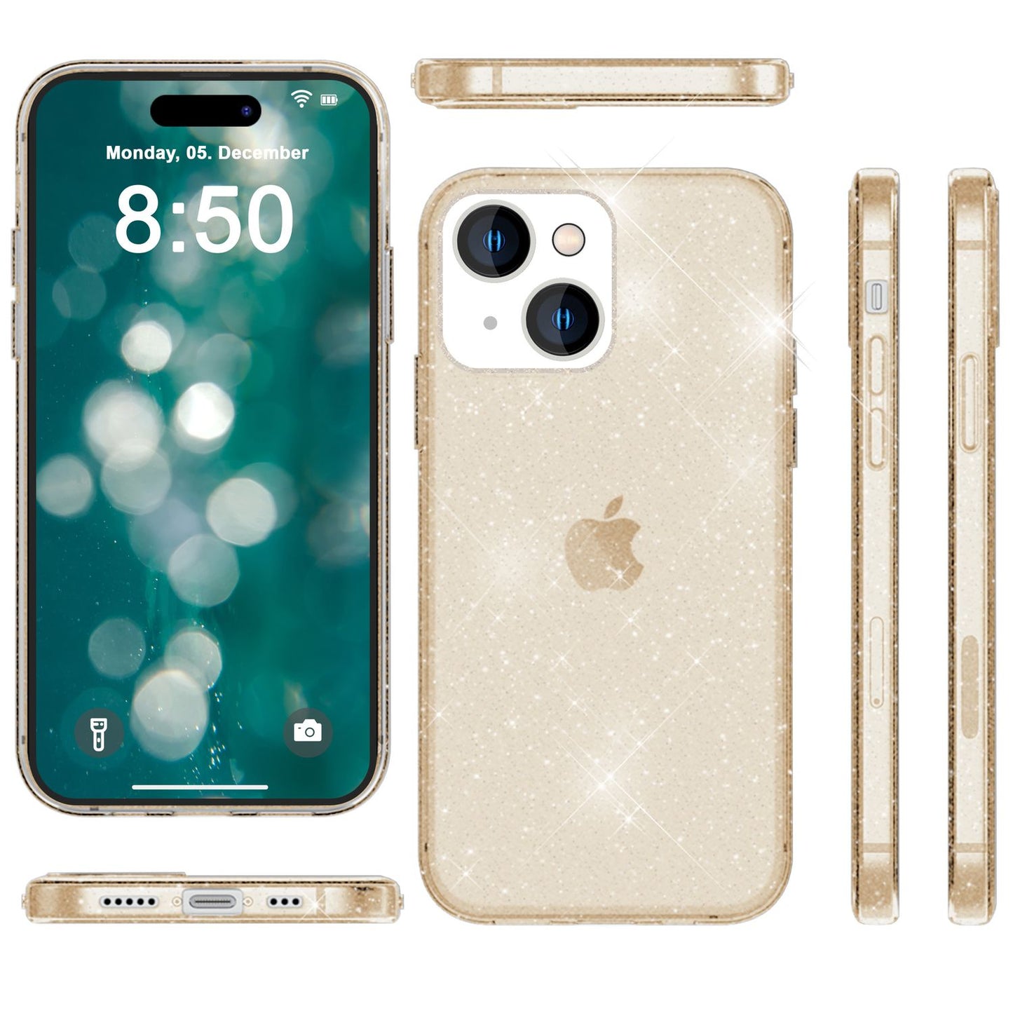 Glitter Case for iPhone 15, Bling Case, Clear Silicone Phone Case, Protective TPU Bag