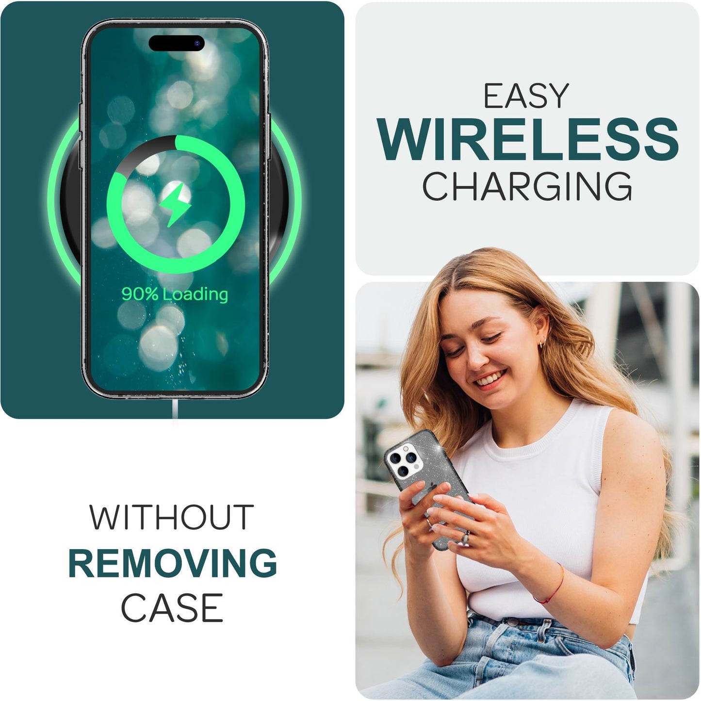 Glitter Case for iPhone 15 Pro Max, Bling Case, Clear Silicone Phone Case