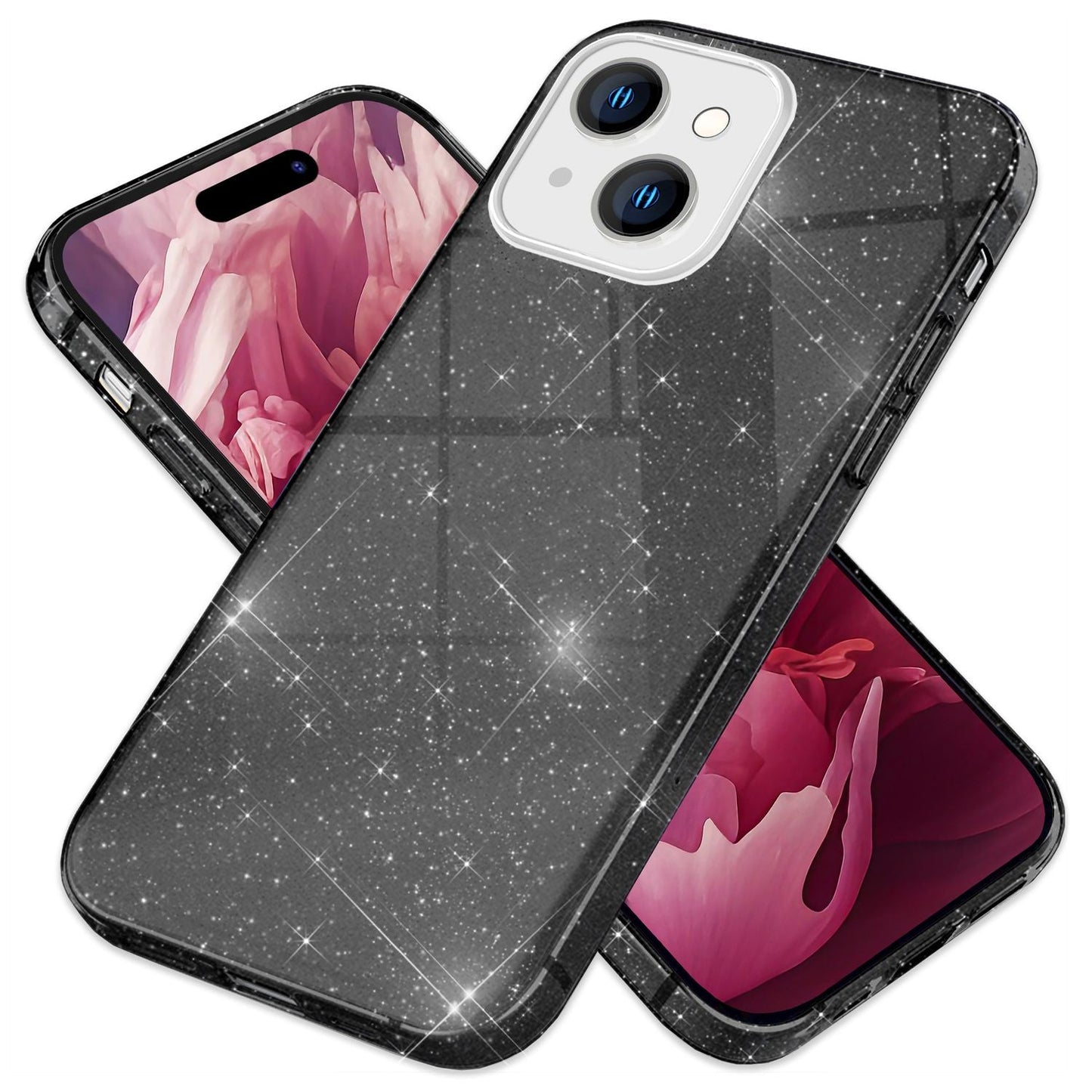 Glitrandi hulstur fyrir iPhone 15 Plus Hybrid Bling hulstur Sílikon símahulstur TPU