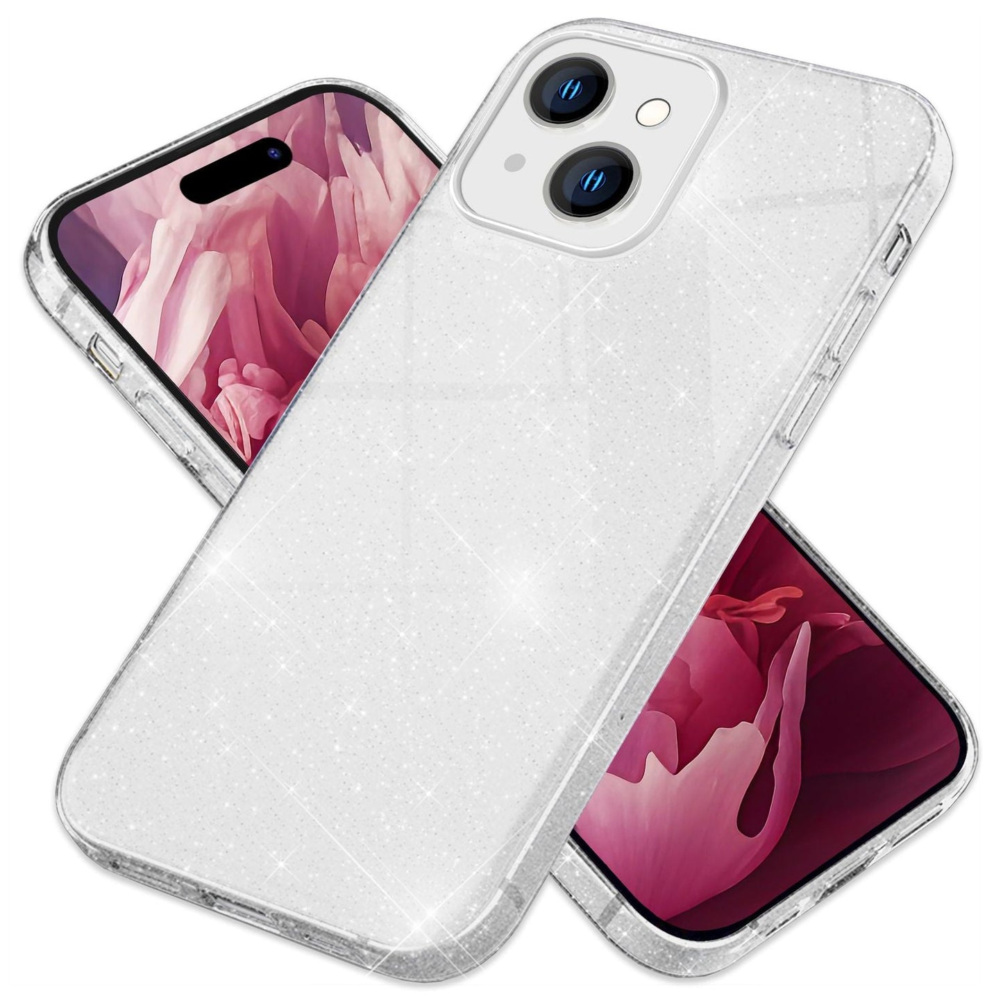 Glitrandi hulstur fyrir iPhone 15 Plus Hybrid Bling hulstur Sílikon símahulstur TPU