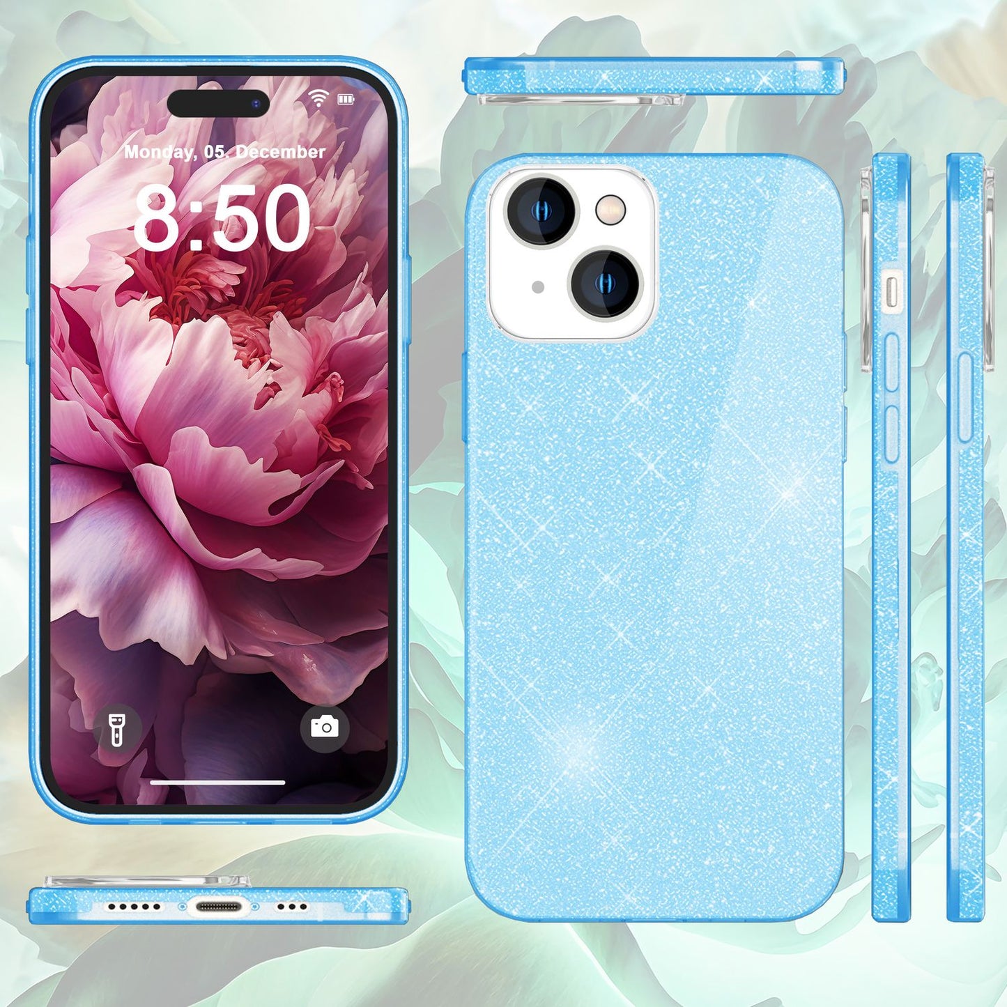 Glitrandi hulstur fyrir iPhone 15 Plus Hybrid Bling hulstur Sílikon símahulstur TPU