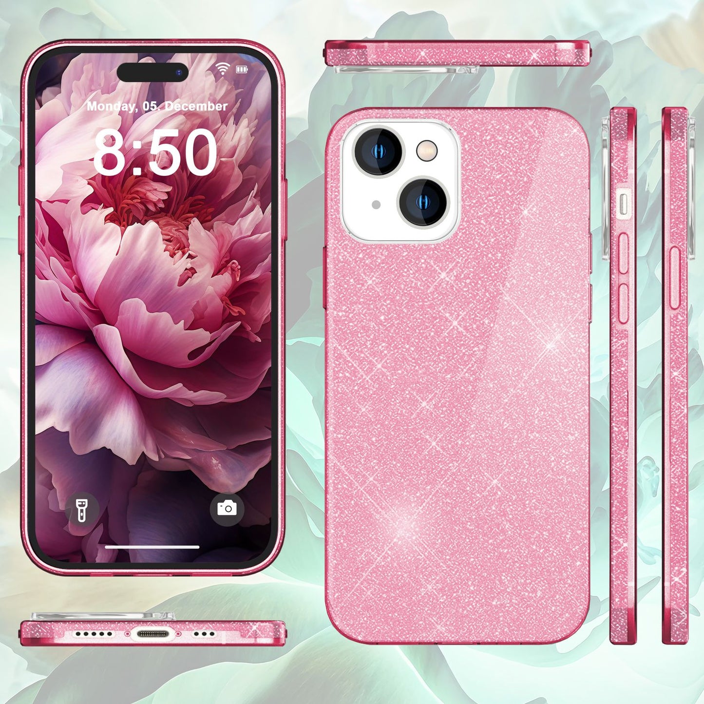 Glitrandi hulstur fyrir iPhone 15 Plus Hybrid Bling hulstur Sílikon símahulstur TPU