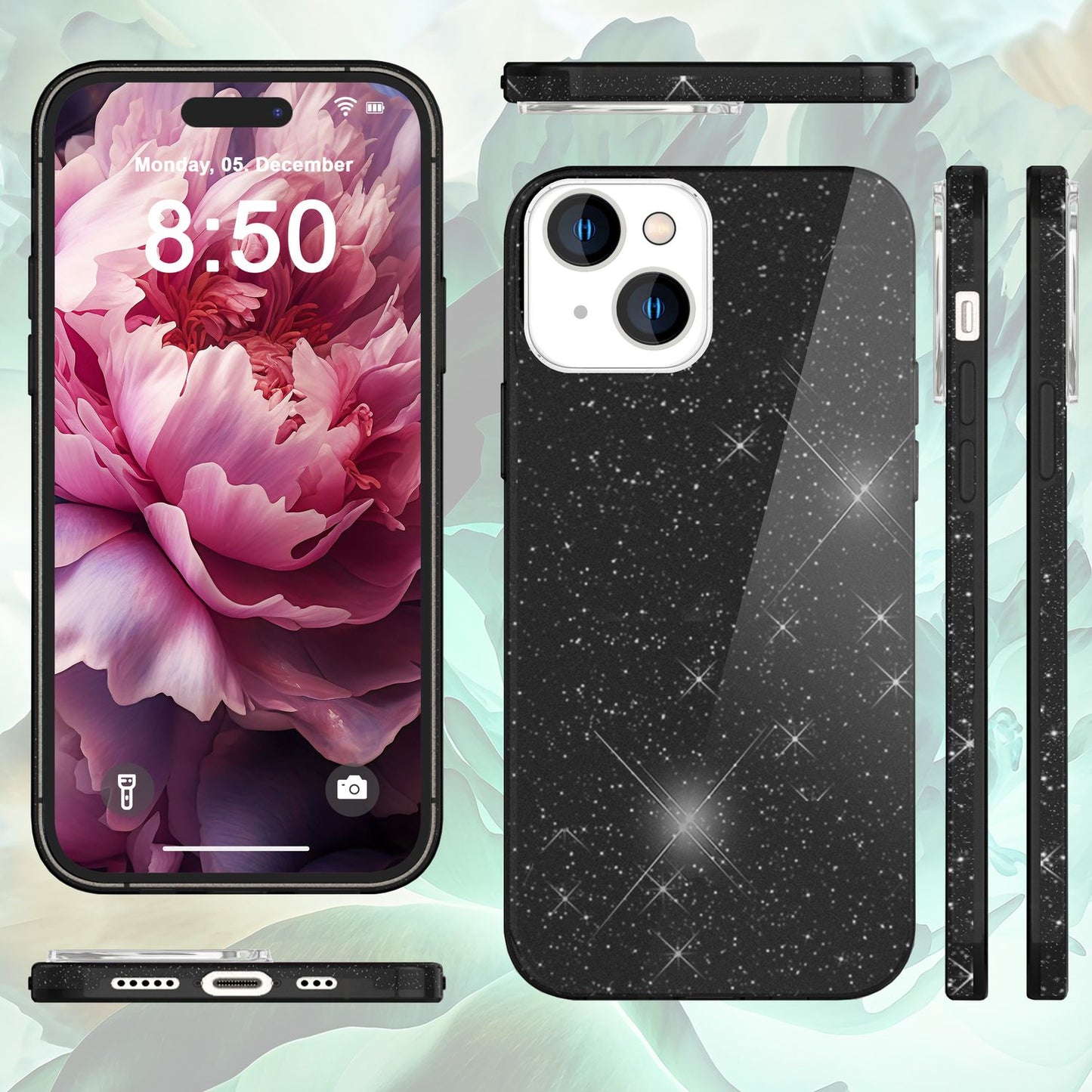 Glitrandi hulstur fyrir iPhone 15 Plus Hybrid Bling hulstur Sílikon símahulstur TPU