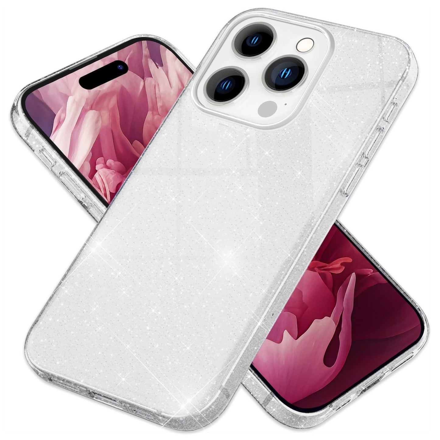 Glitrandi hulstur fyrir iPhone 15 Pro Hybrid Bling hulstur Sílikon símahulstur Verndandi hulstur