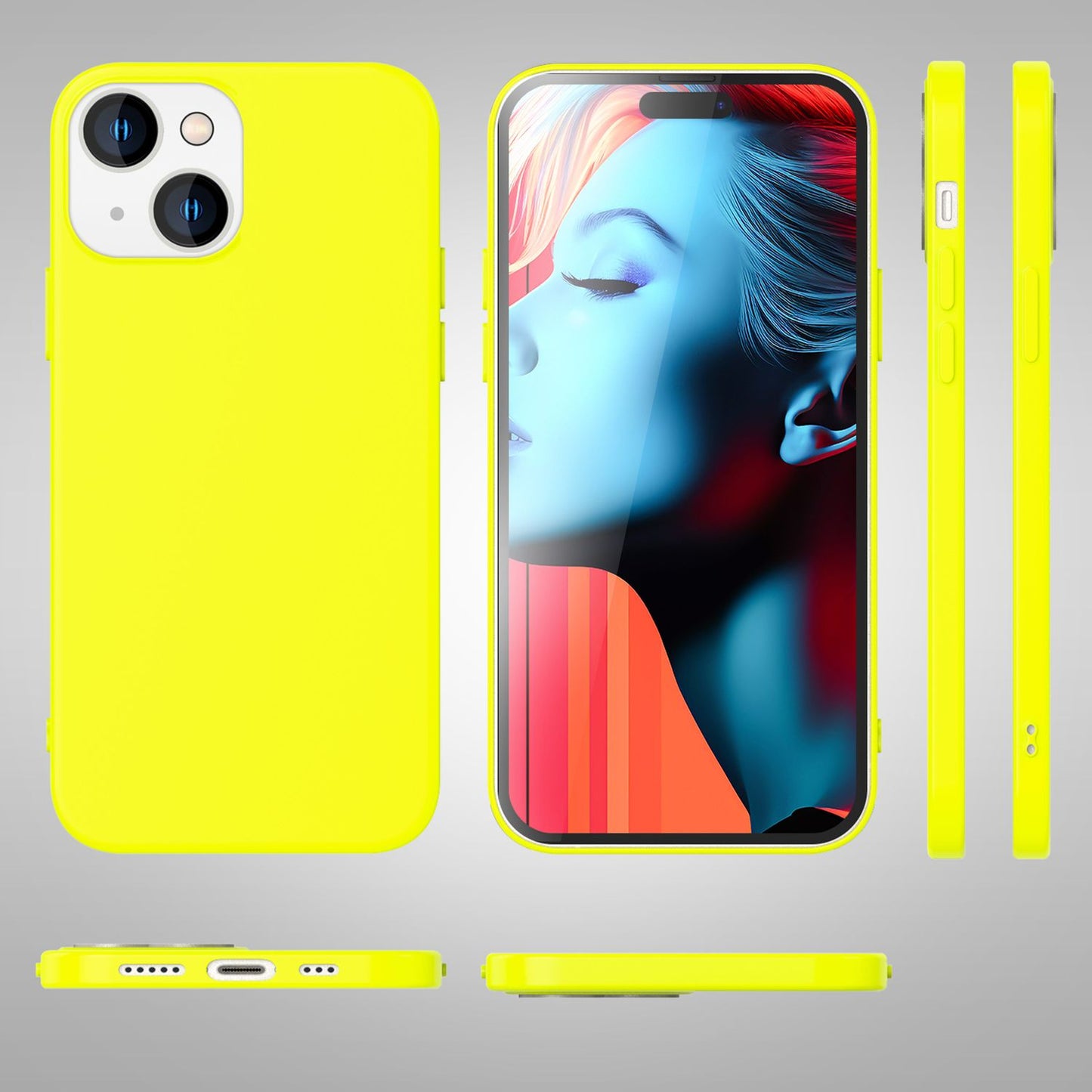 NALIA Neon Cover for iPhone 15, Colorful Silicone Case, Intense Color, Velvety Soft Rubberized Phone Case, Soft Case