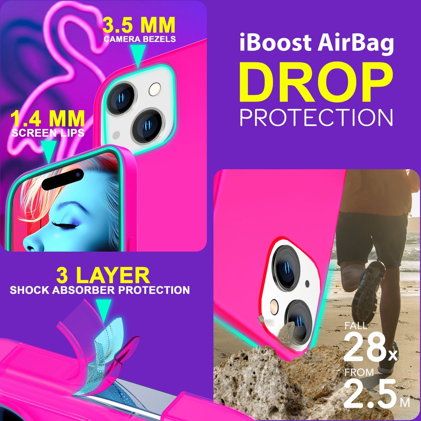 Neon hulstur fyrir iPhone 15 Plus, sílikon hlífðarhulstur, litríkt þunnt hulstur, mjúkt símahulstur