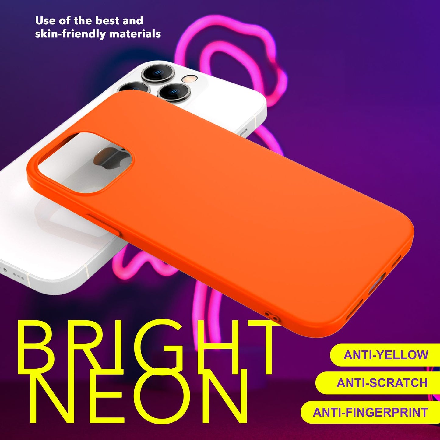 Neon hulstur fyrir iPhone 15 Pro, sílikon hlífðarhulstur, litríkt þunnt hulstur, símahulstur