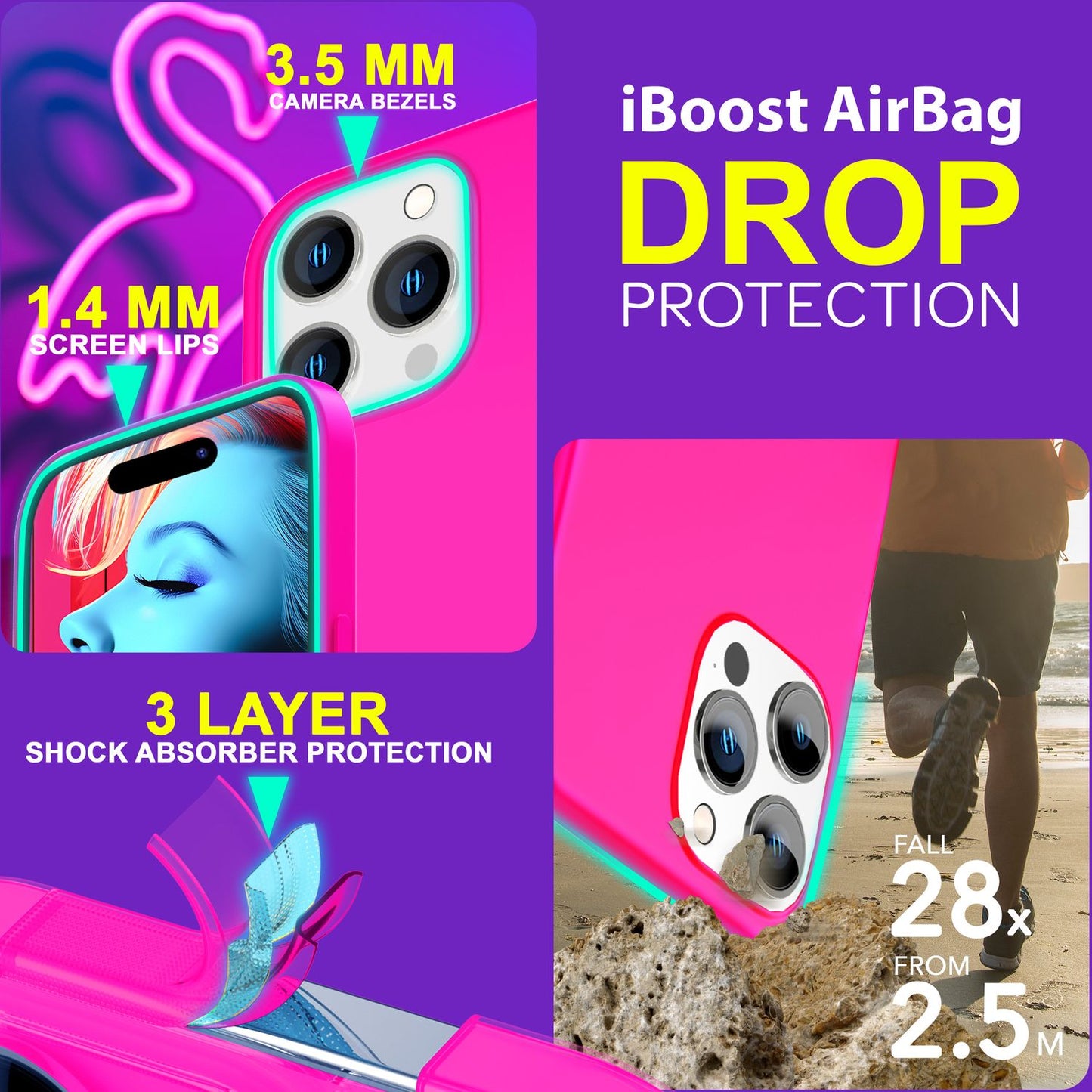 Neon Case for iPhone 15 Pro Max, Silicone Protective Case, Colorful Phone Case Cover