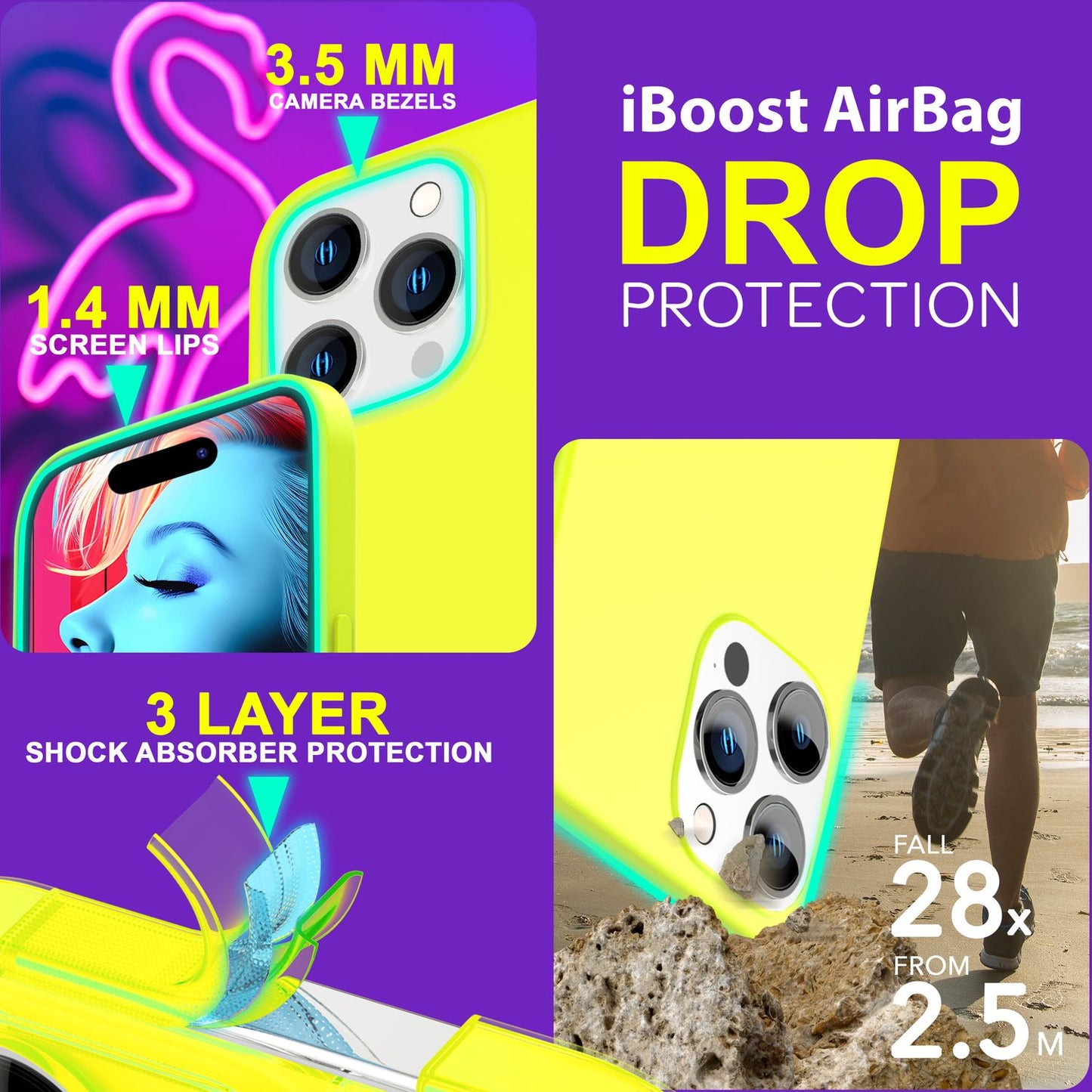 Neon Case for iPhone 15 Pro Max, Silicone Protective Case, Colorful Phone Case Cover