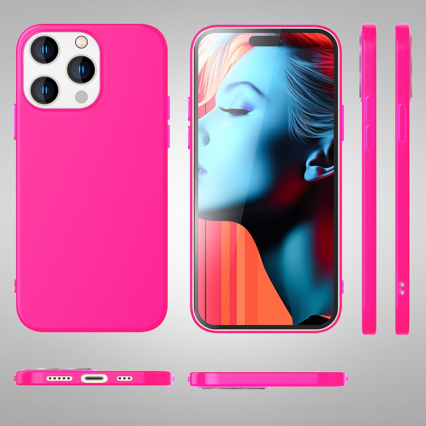 Neon Case for iPhone 15 Pro Max, Silicone Protective Case, Colorful Phone Case Cover