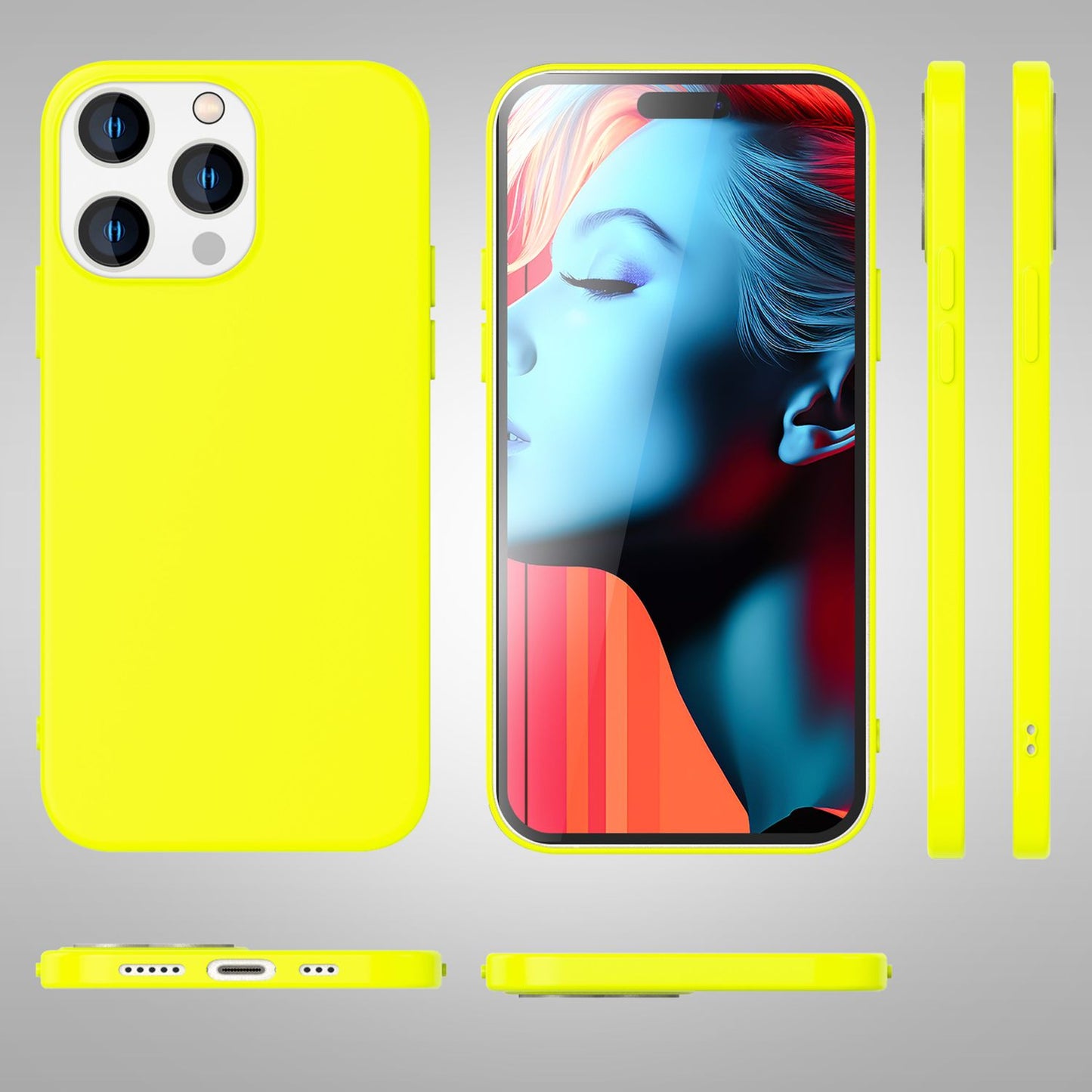 Neon Case for iPhone 15 Pro Max, Silicone Protective Case, Colorful Phone Case Cover