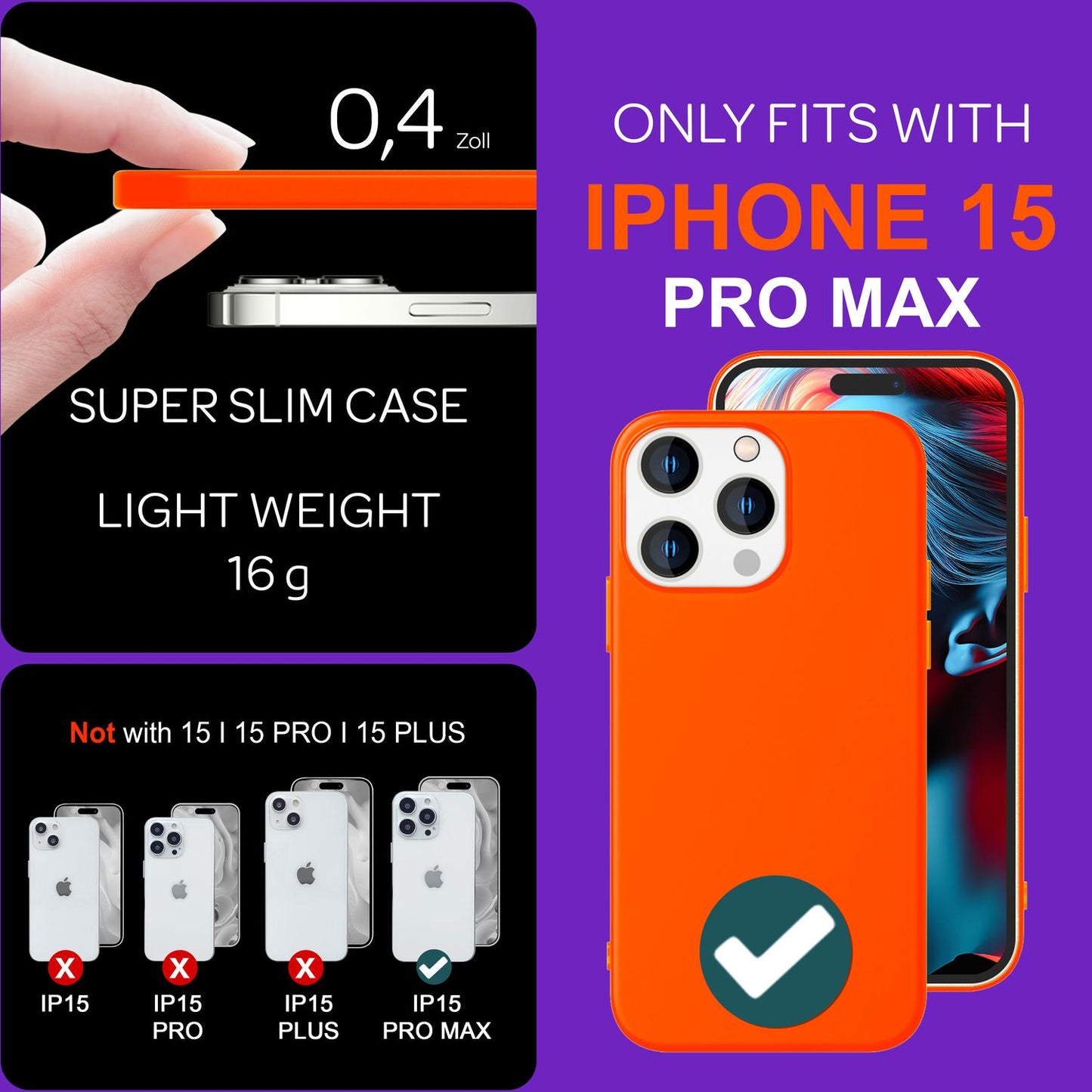 Neon Case for iPhone 15 Pro Max, Silicone Protective Case, Colorful Phone Case Cover