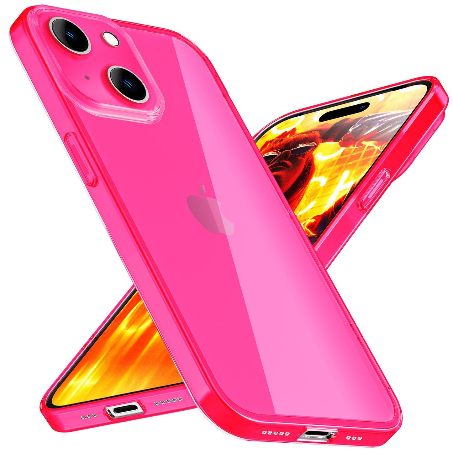 Neon Clear Case for iPhone 15, Colorful Luminous Silicone Phone Case, Slim Protective Case