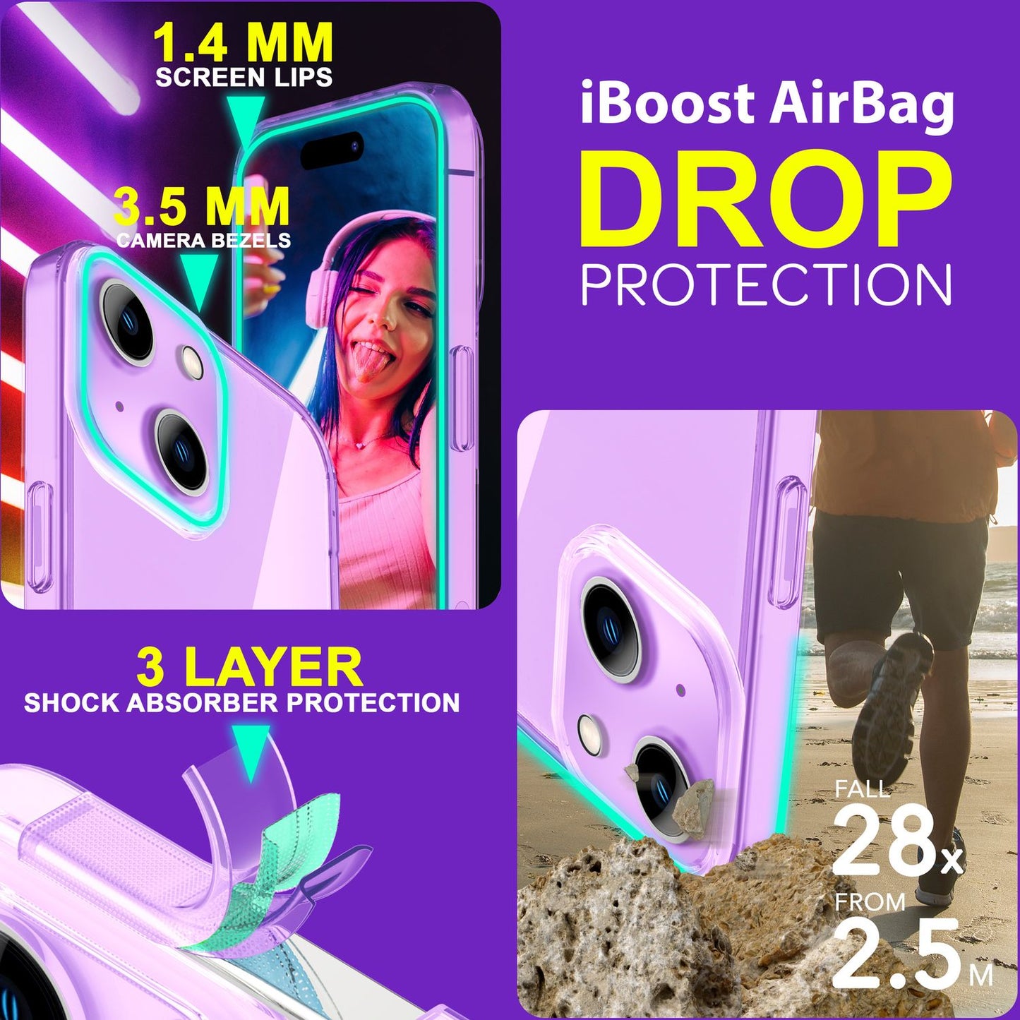 Neon Clear Case for iPhone 15, Colorful Luminous Silicone Phone Case, Slim Protective Case