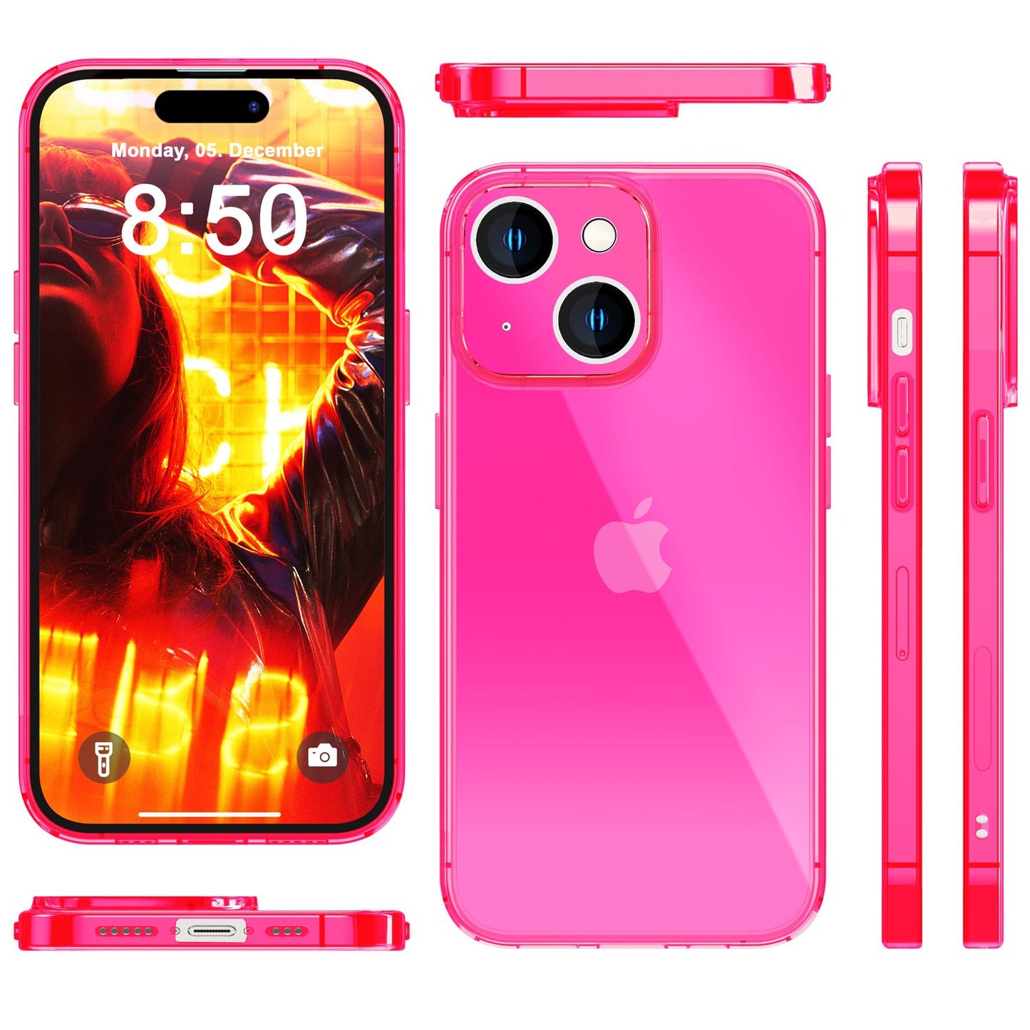 Neon Clear Case for iPhone 15, Colorful Luminous Silicone Phone Case, Slim Protective Case