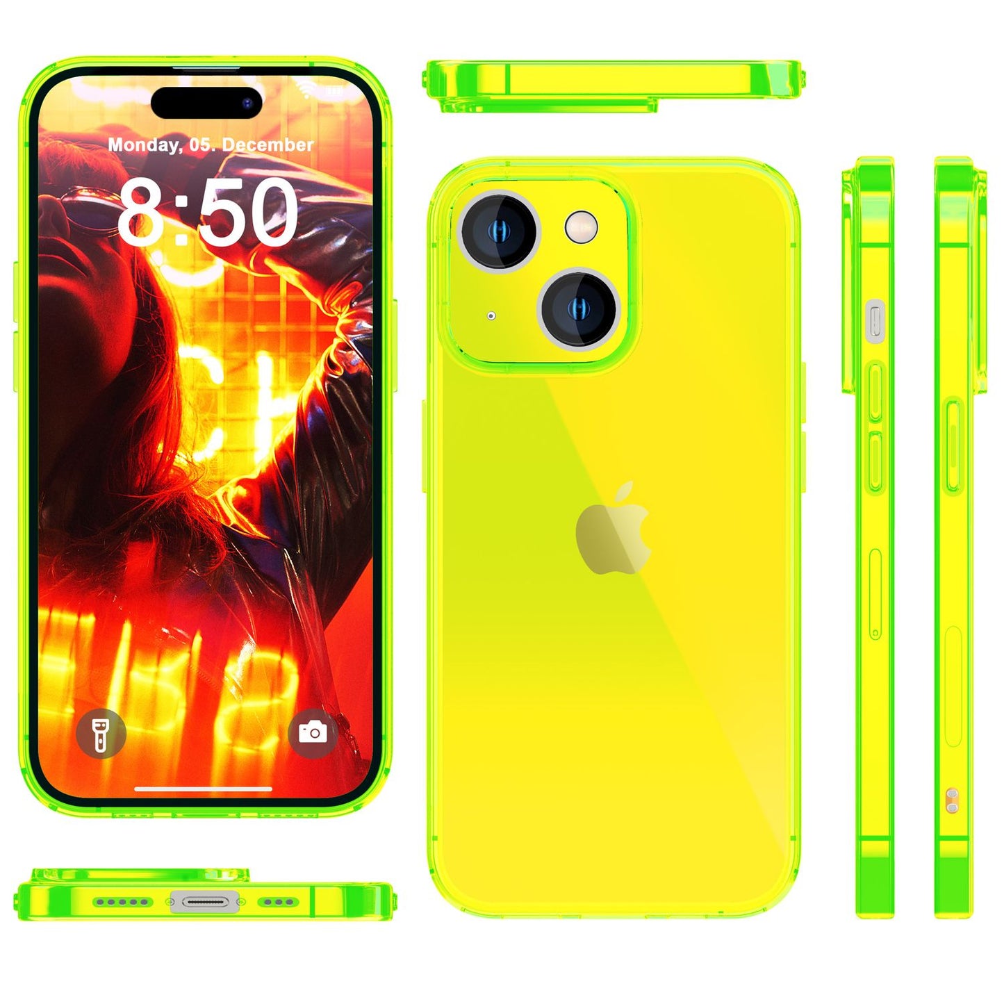 Neon Clear Case for iPhone 15, Colorful Luminous Silicone Phone Case, Slim Protective Case